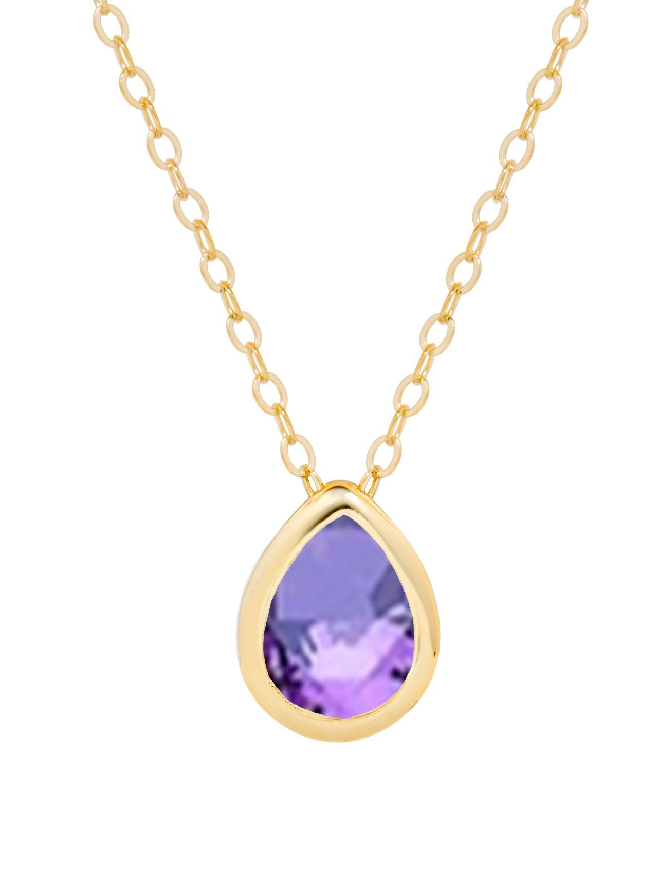  Relativity Gold Plated Pear Cut Birthstone Necklace - Purple - Bonton