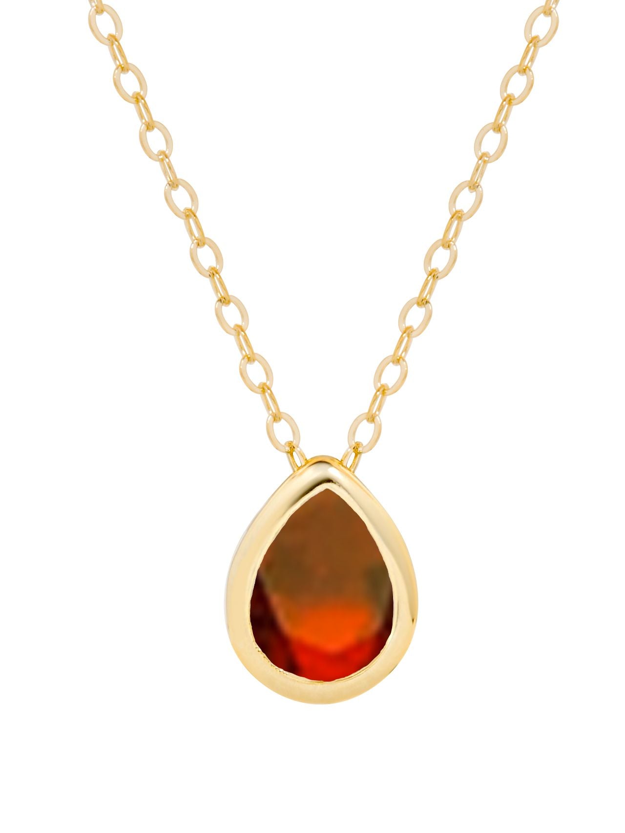  Relativity Gold Plated Pear Cut Birthstone Necklace - Burgundy - Bonton