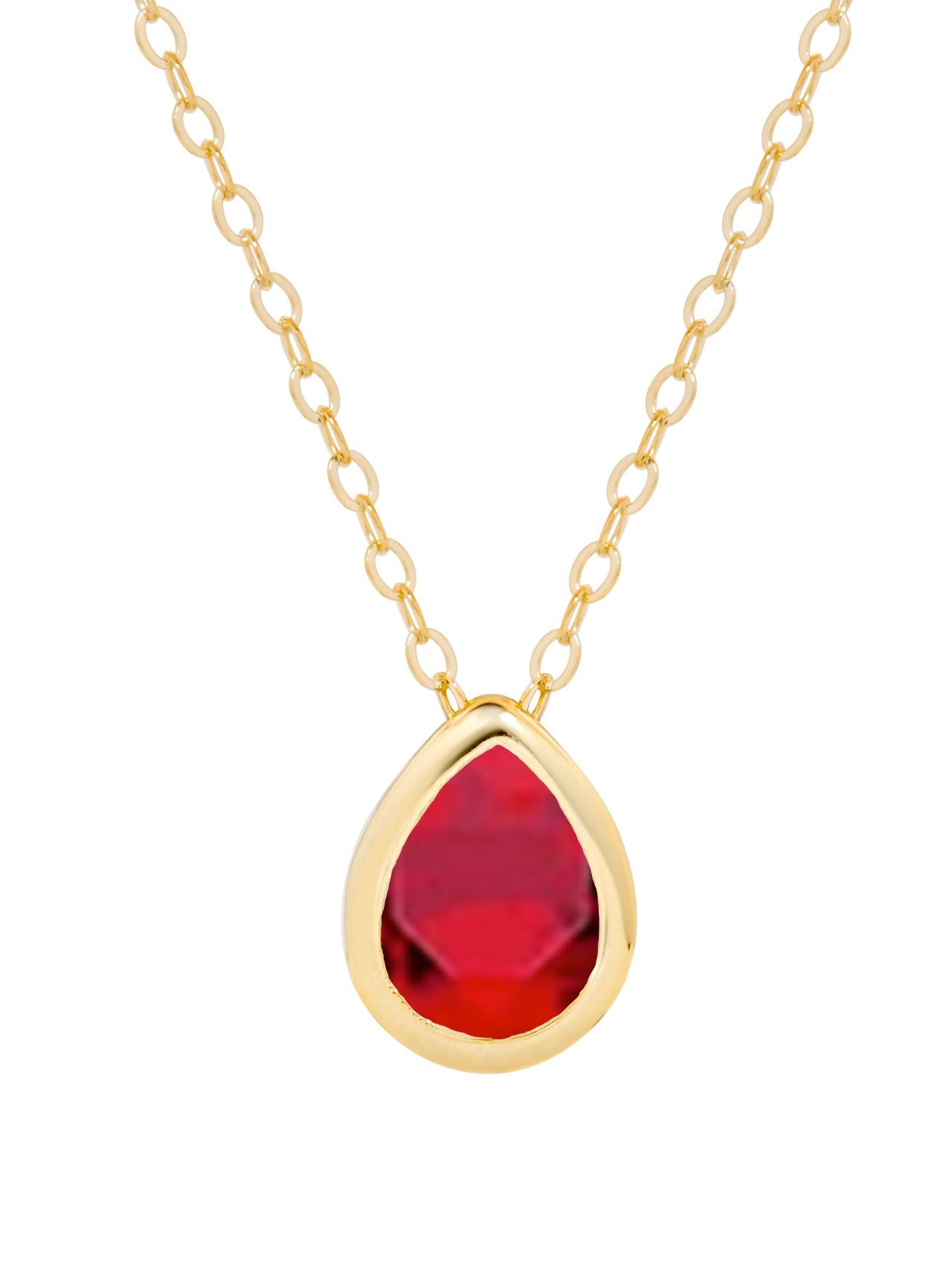  Relativity Gold Plated Pear Cut Birthstone Necklace - Red - Bonton