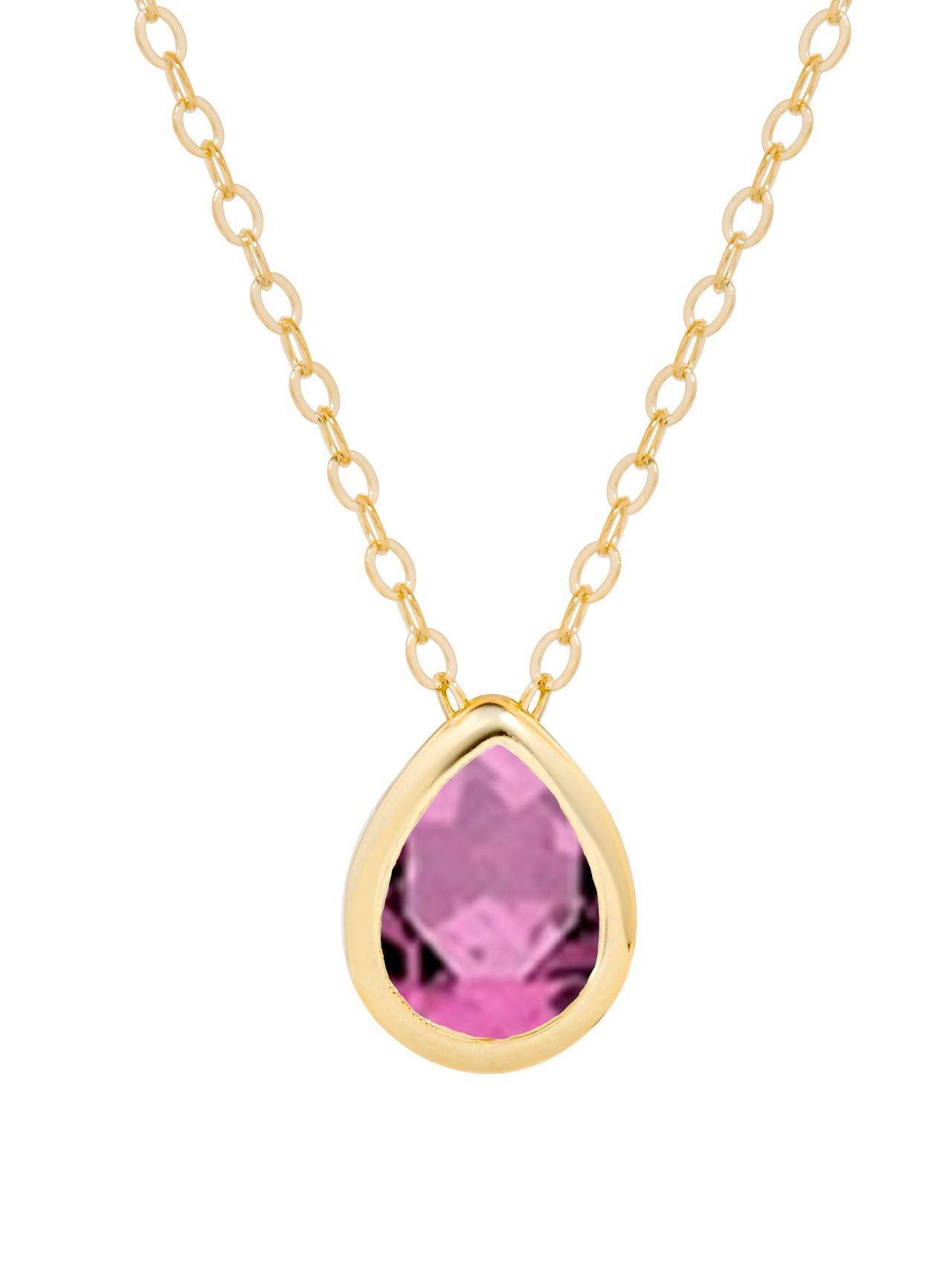  Relativity Gold Plated Pear Cut Birthstone Necklace - Violet - Bonton