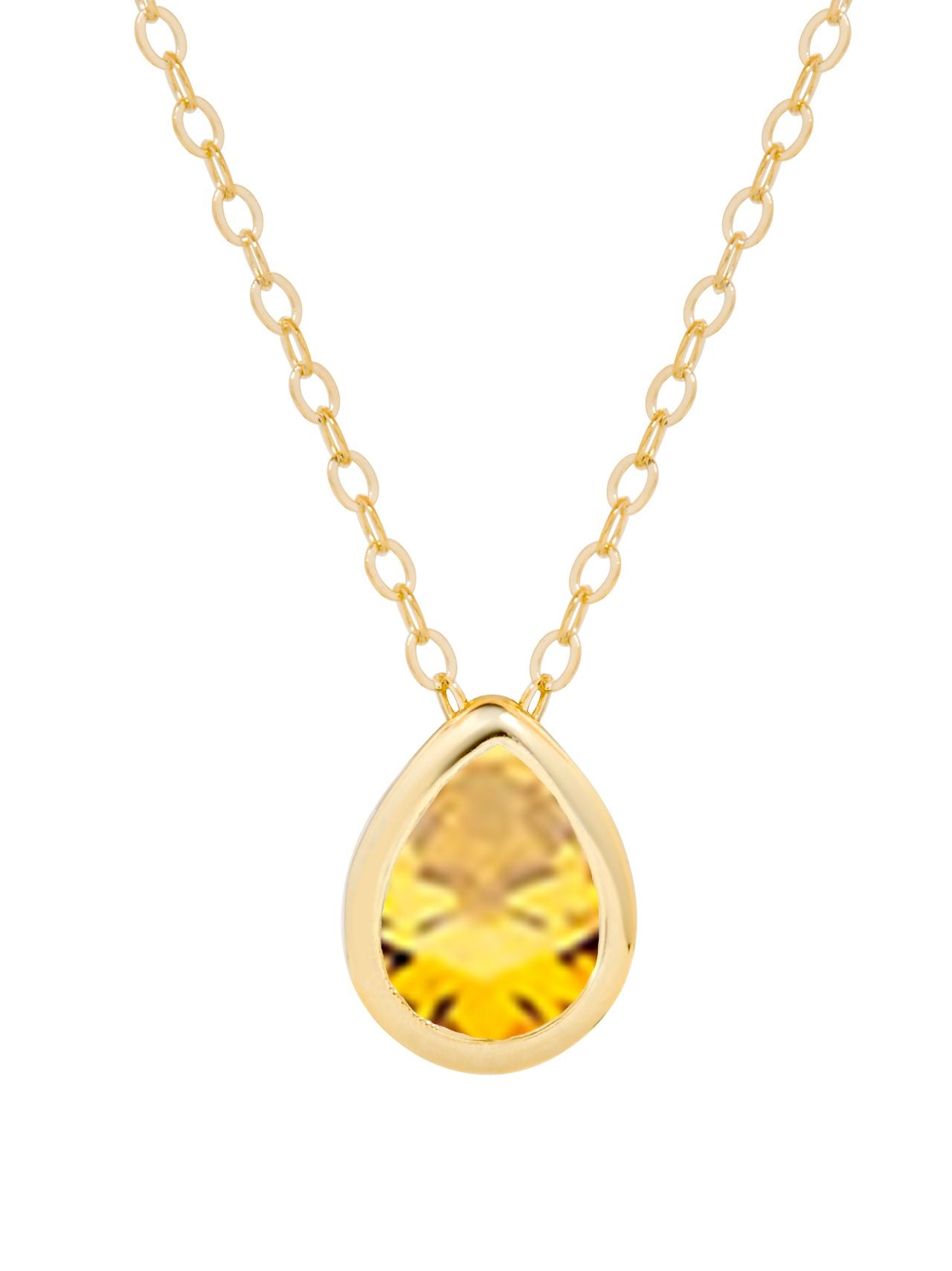  Relativity Gold Plated Pear Cut Birthstone Necklace - Yellow - Bonton