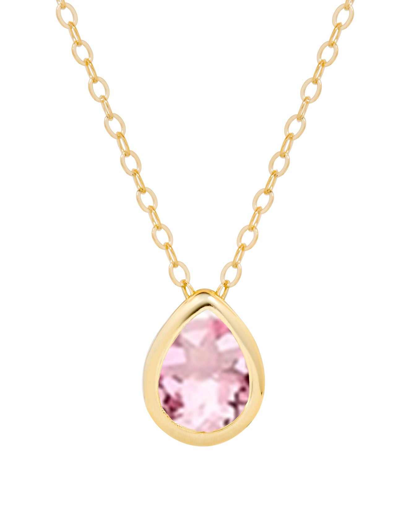  Relativity Gold Plated Pear Cut Birthstone Necklace - Opal - Bonton