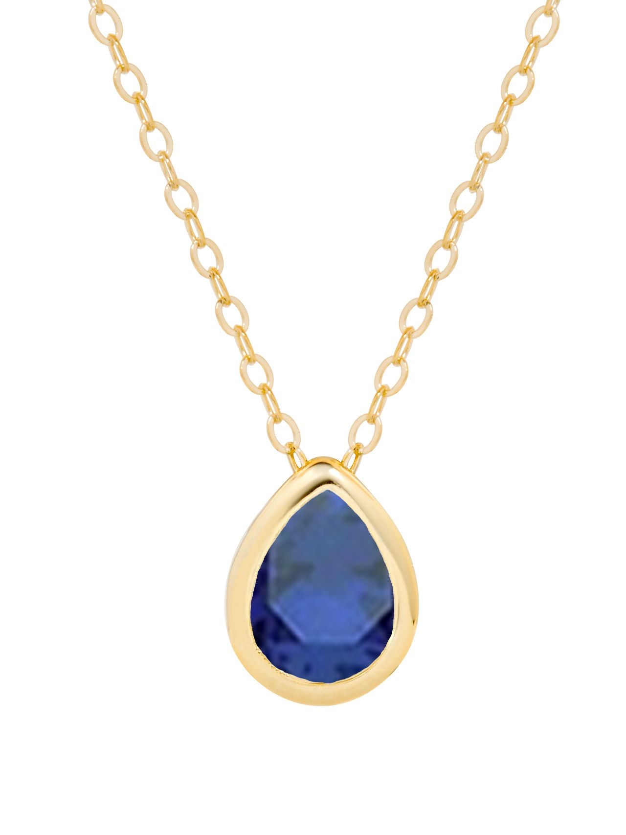  Relativity Gold Plated Pear Cut Birthstone Necklace - Royal Blue - Bonton