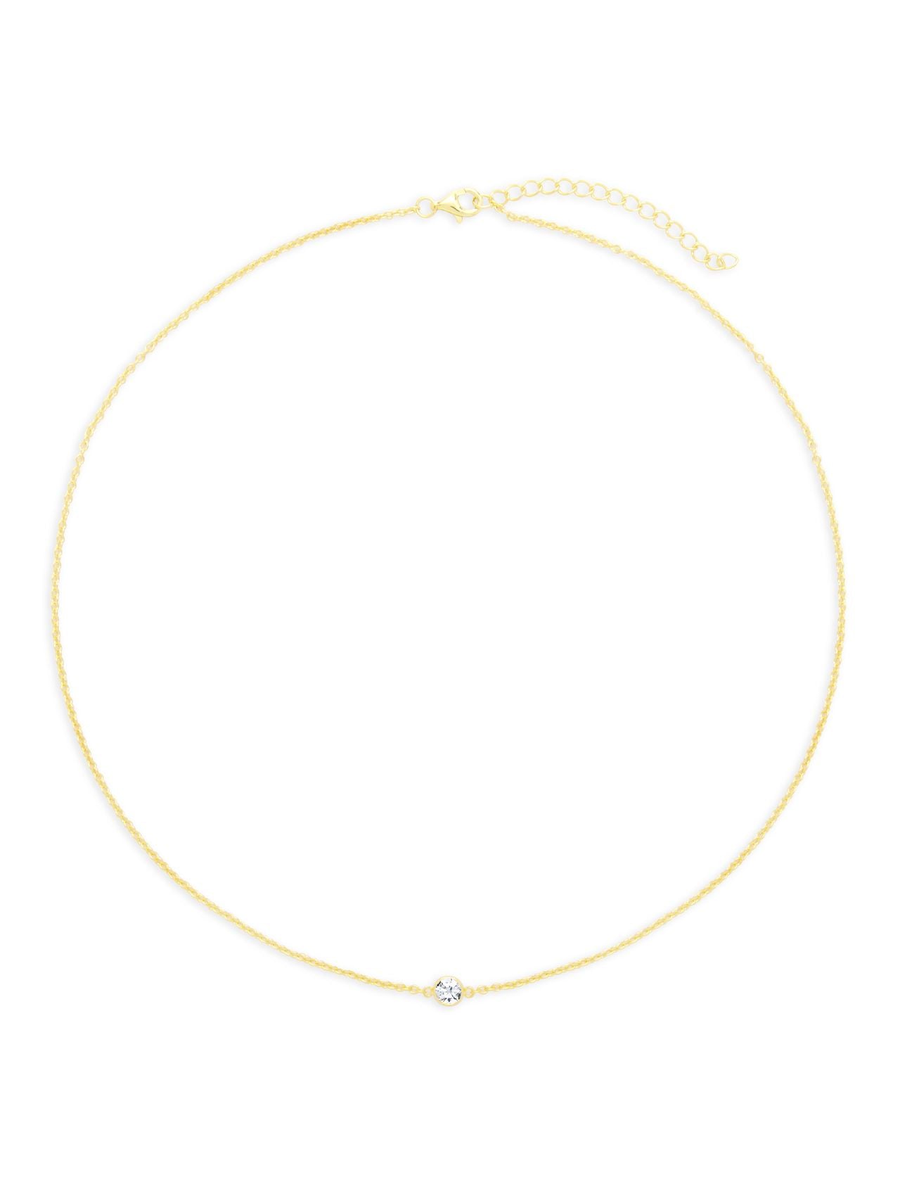  Relativity Gold Floating Birthstone Necklace - Clear - Bonton