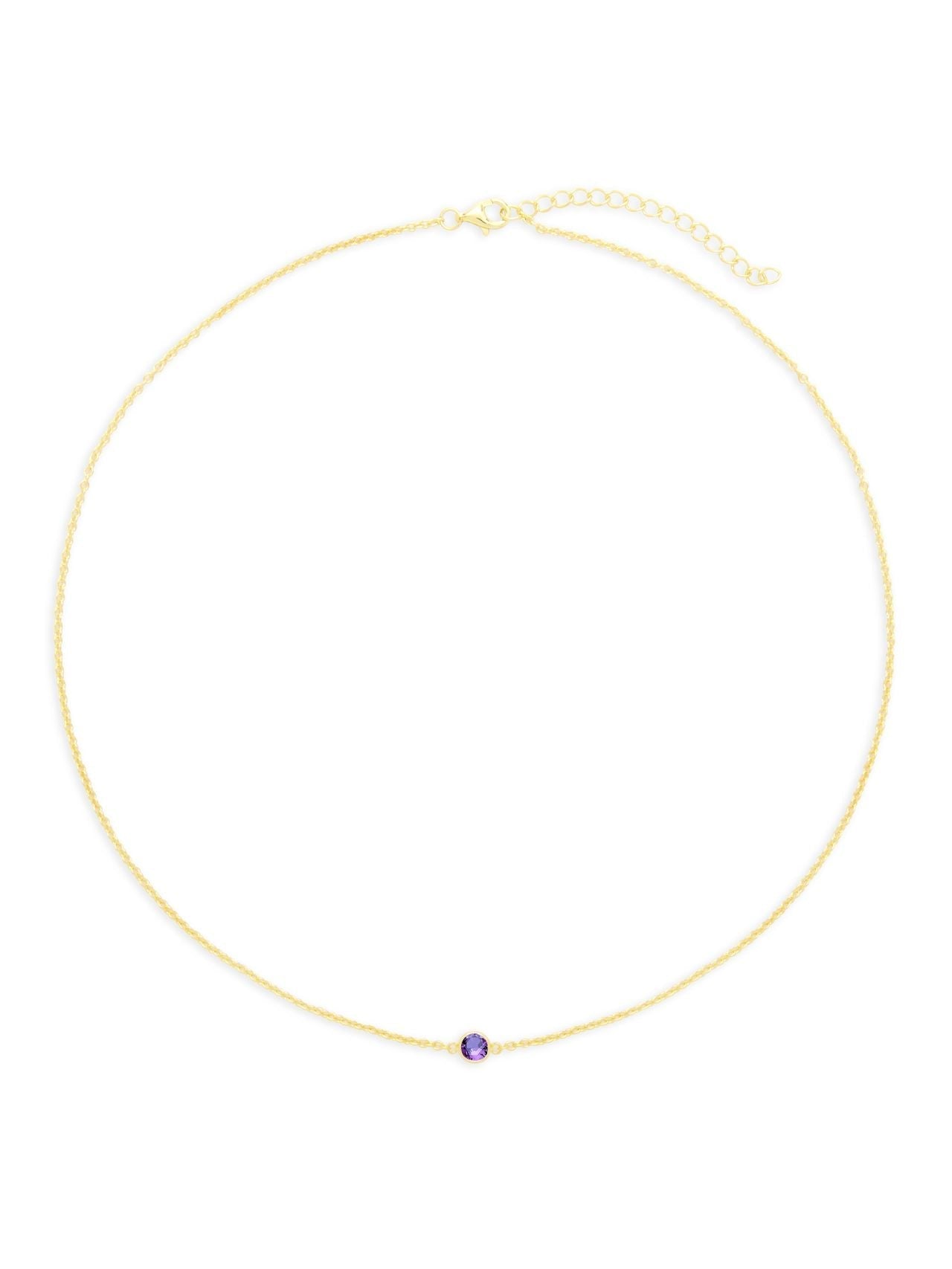  Relativity Gold Floating Birthstone Necklace - Purple - Bonton