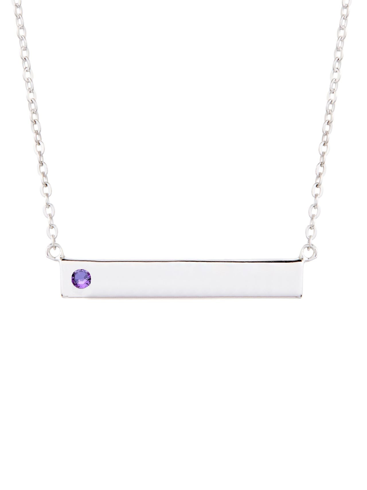  Relativity Simple Silver Birthstone Bar Necklace - Purple - Bonton