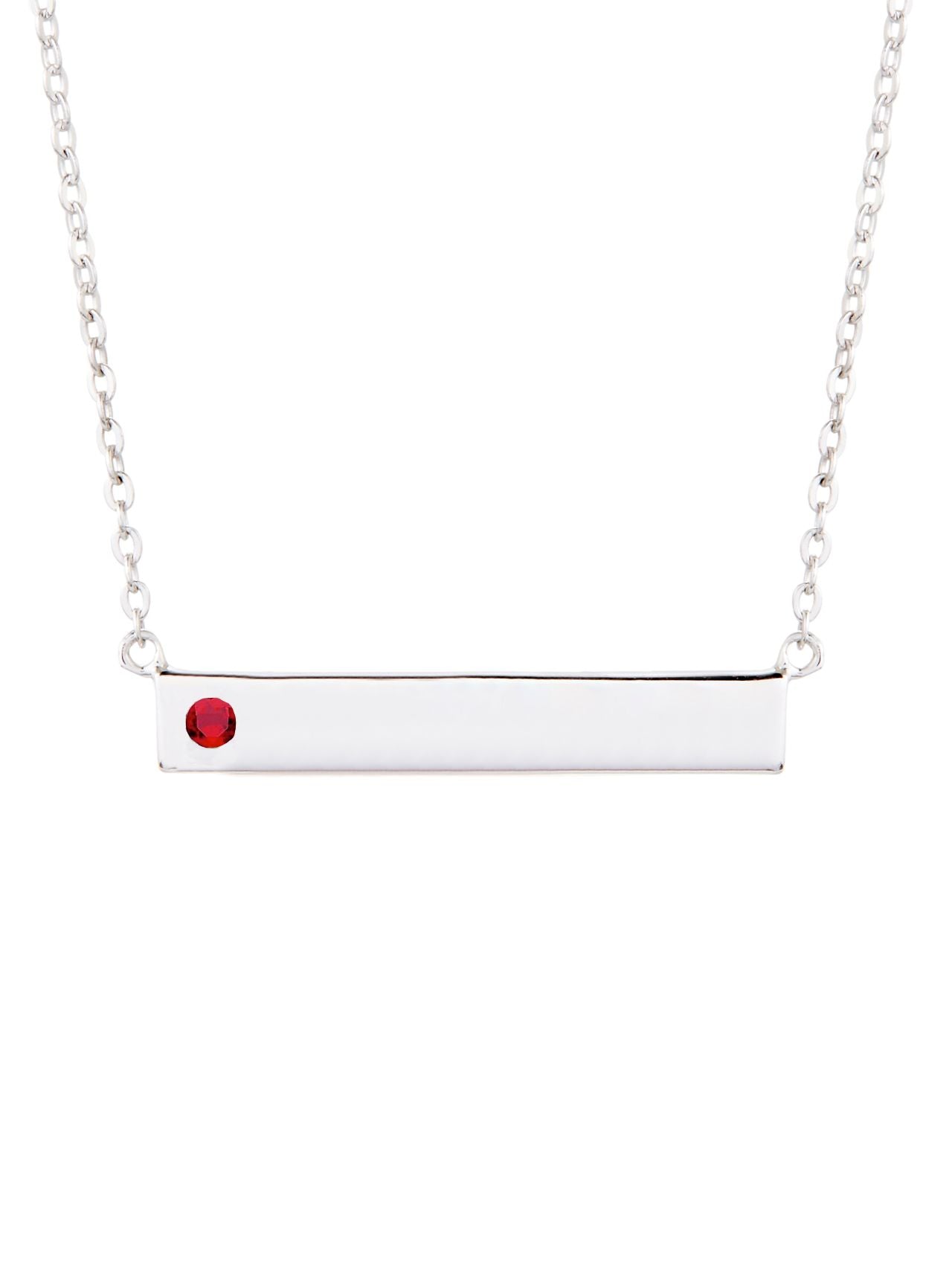  Relativity Simple Silver Birthstone Bar Necklace - Red - Bonton