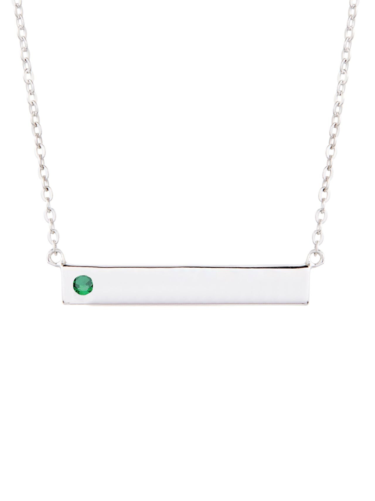  Relativity Simple Silver Birthstone Bar Necklace - Green - Bonton