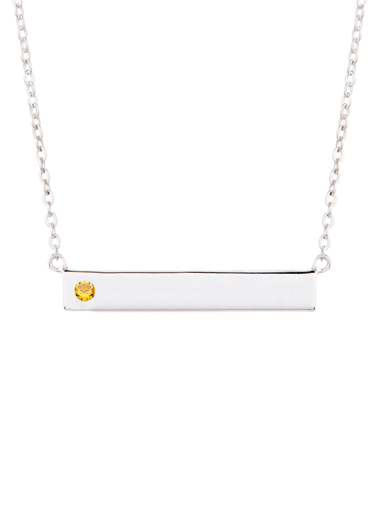  Relativity Simple Silver Birthstone Bar Necklace - Yellow - Bonton