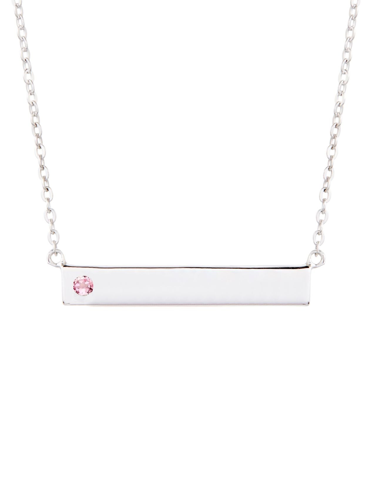  Relativity Simple Silver Birthstone Bar Necklace - Opal - Bonton