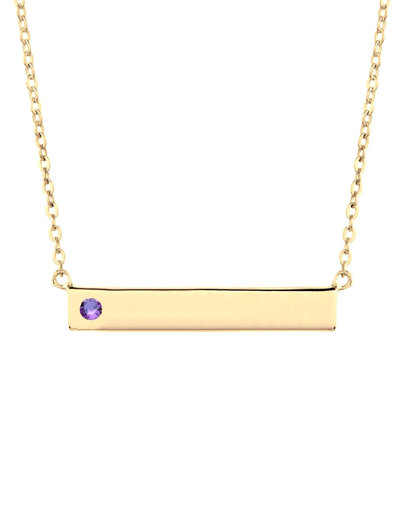  Relativity Regal Gold Birthstone Bar Necklace - Purple - Bonton