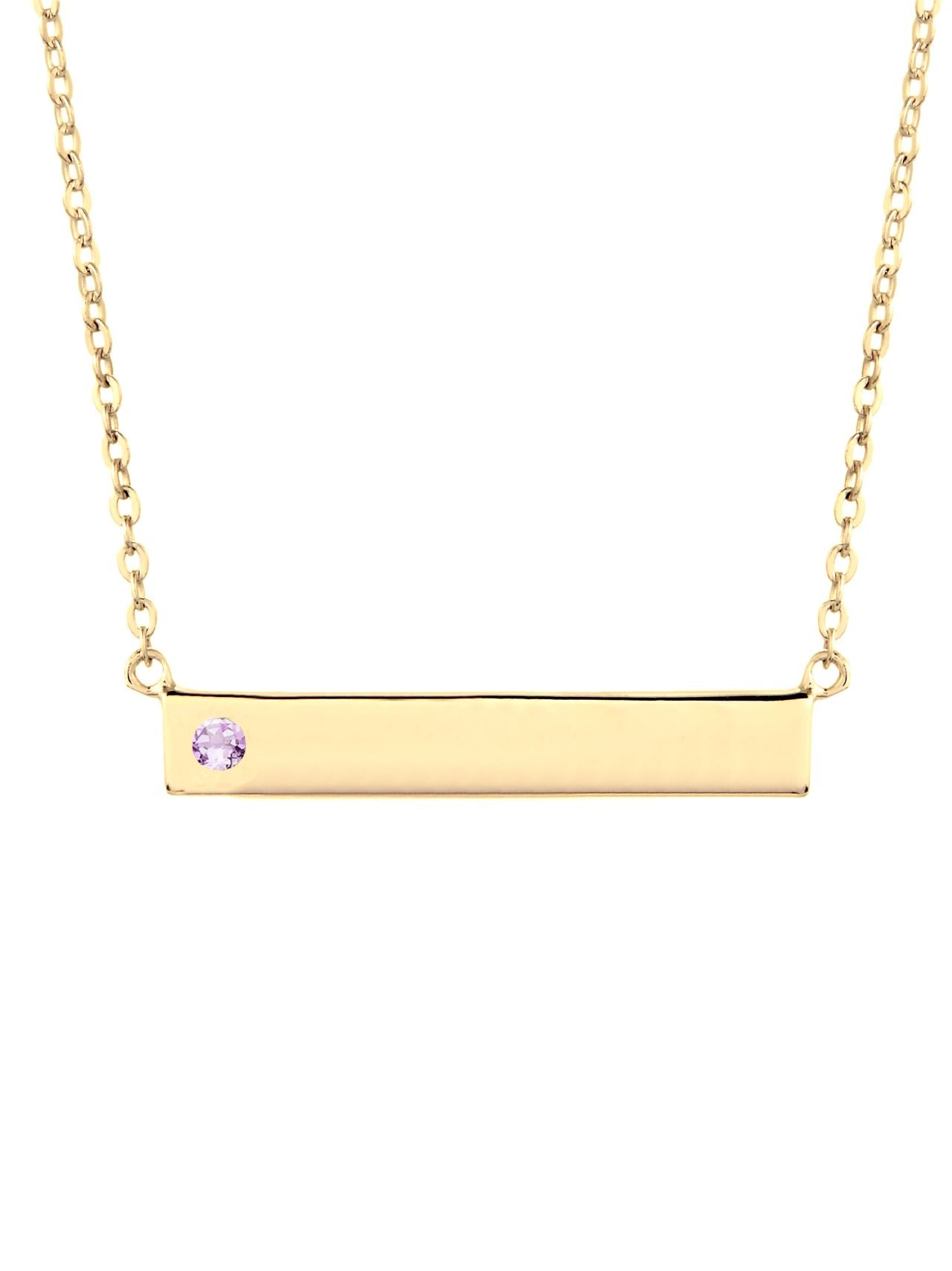  Relativity Regal Gold Birthstone Bar Necklace - Violet - Bonton