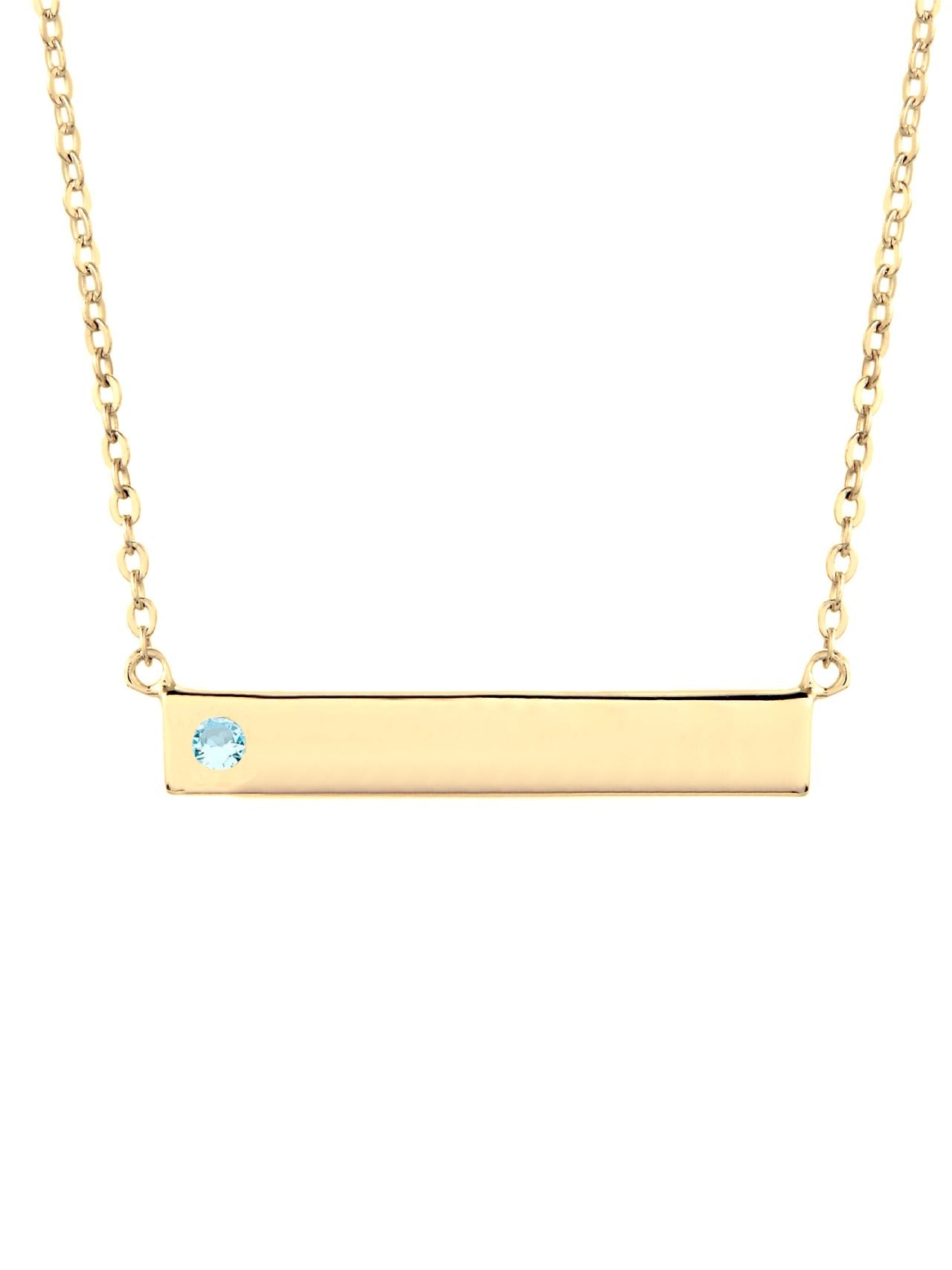  Relativity Regal Gold Birthstone Bar Necklace - Light Blue - Bonton