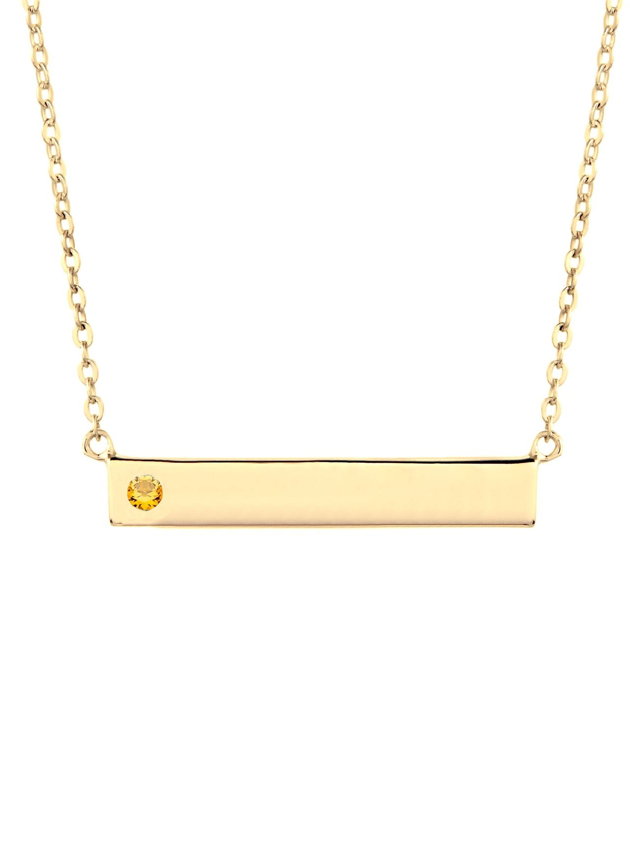  Relativity Regal Gold Birthstone Bar Necklace - Yellow - Bonton