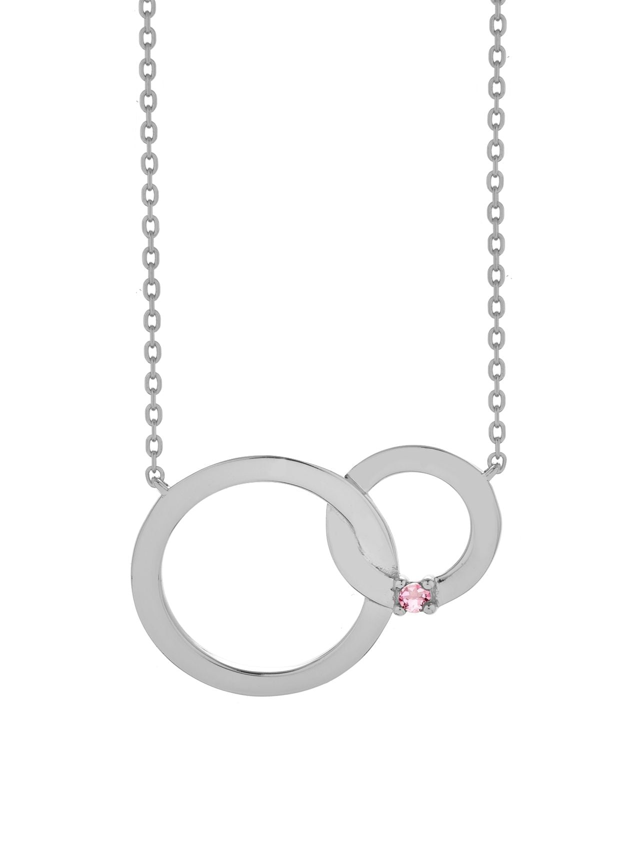  Relativity Silver Interlocking Circles w/ Birthstone Necklace - Opal - Bonton