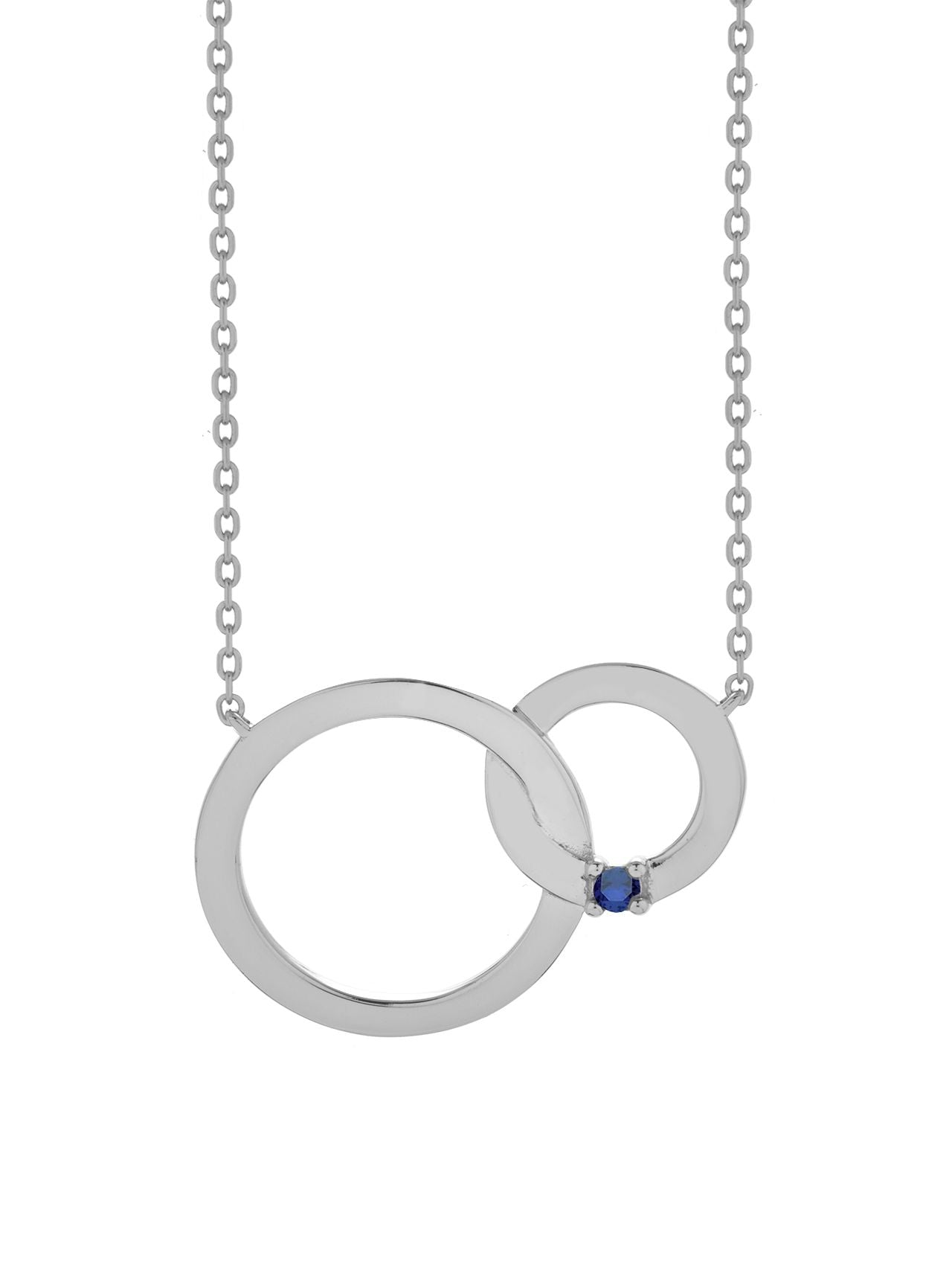  Relativity Silver Interlocking Circles w/ Birthstone Necklace - Royal Blue - Bonton