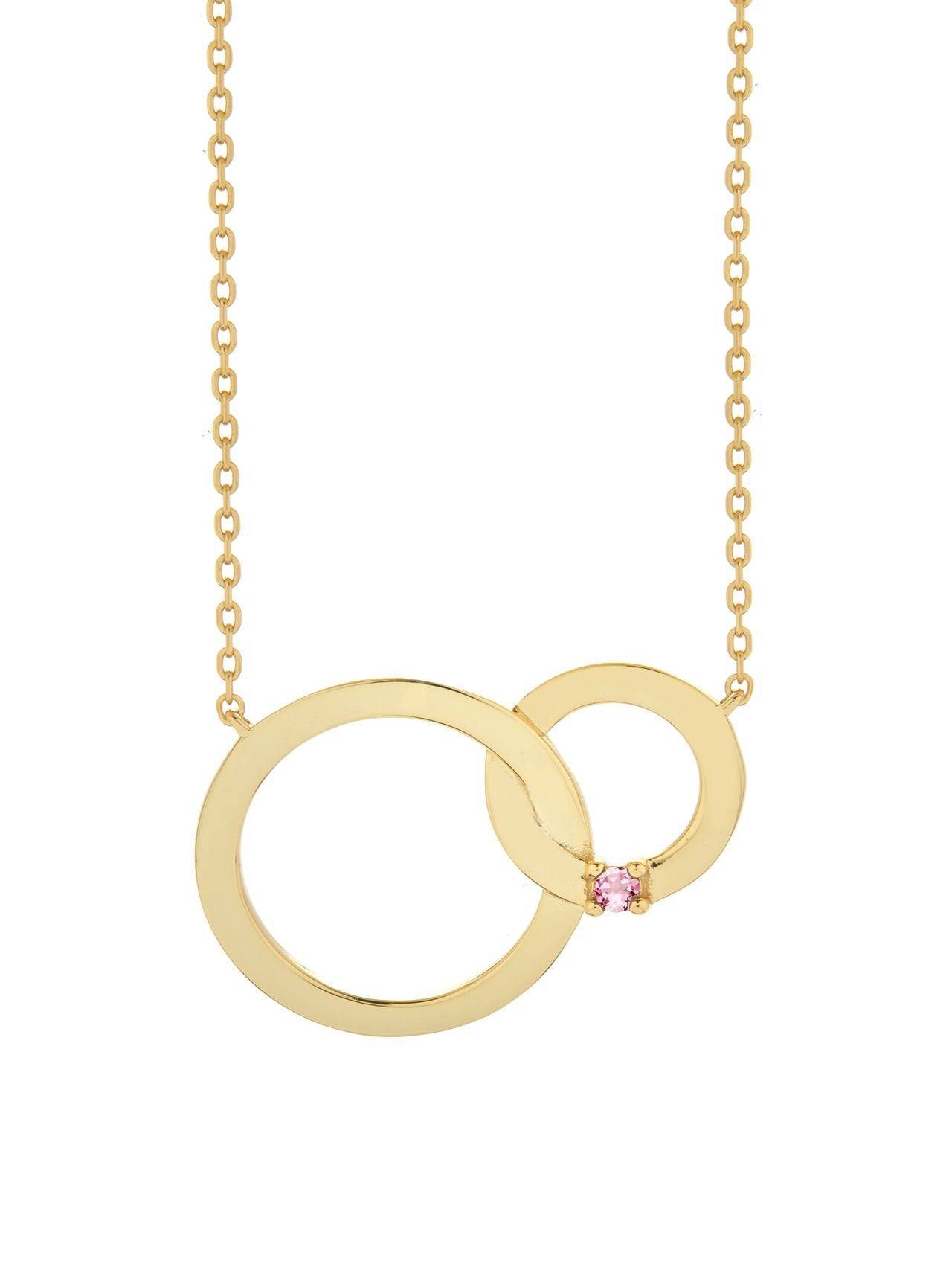  Relativity Gold Plated Entwined Circles w/ Birthstone Necklace - Opal - Bonton