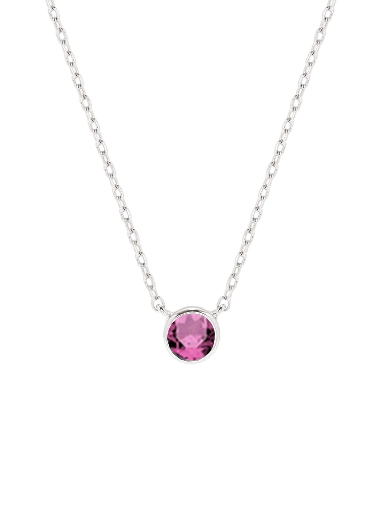  Relativity Silver Bezel Necklace w/ Birthstone - Violet - Bonton