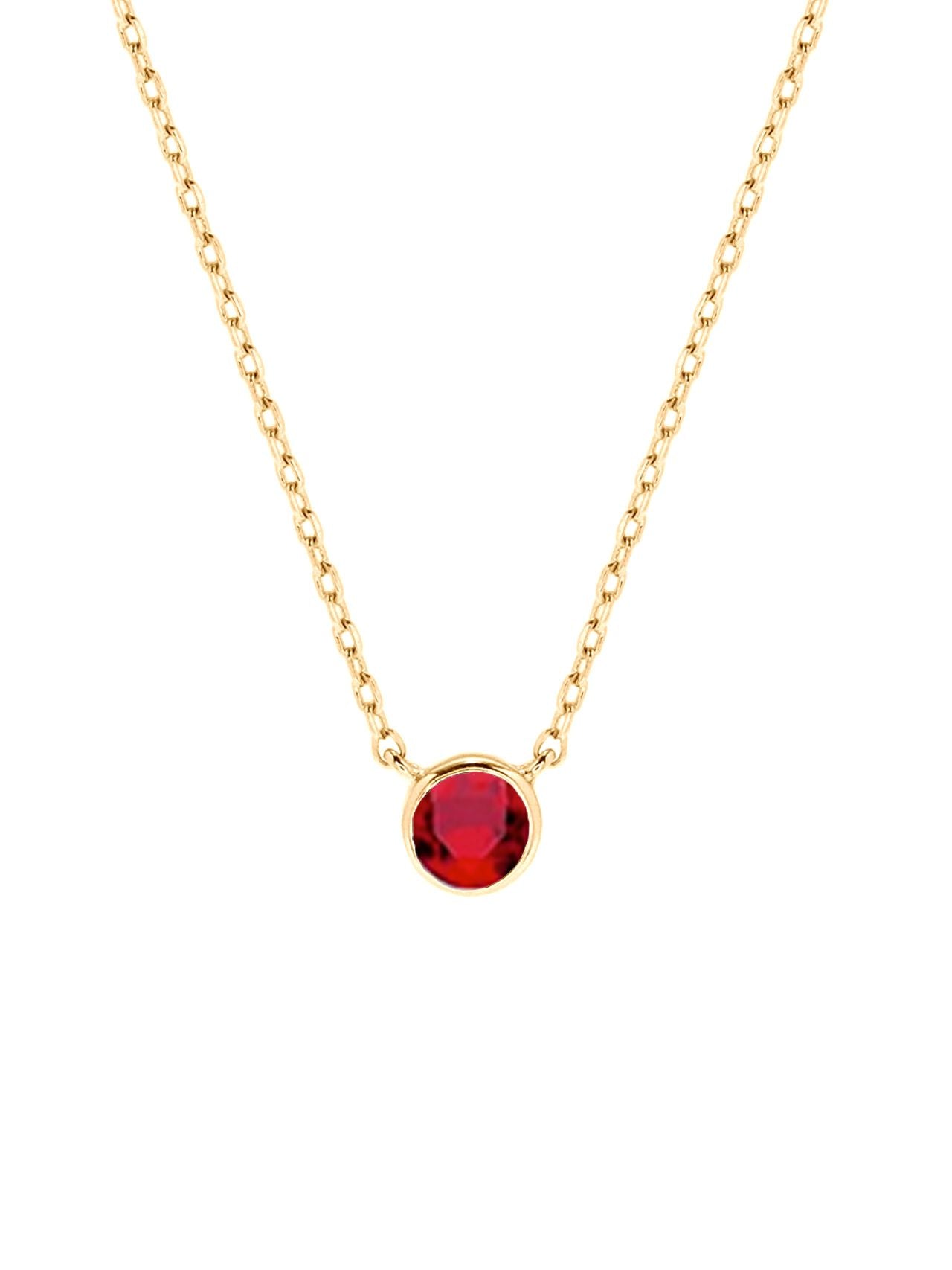  Relativity Gold Bezel w/ Birthstone Necklace - Red - Bonton