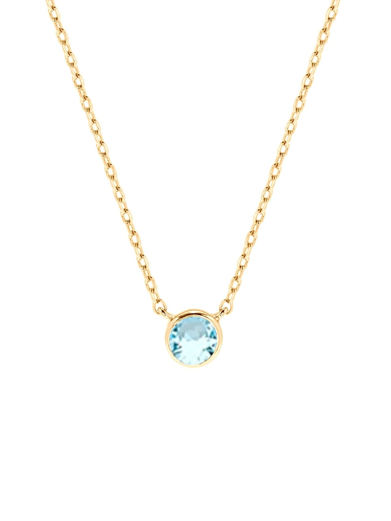  Relativity Gold Bezel w/ Birthstone Necklace - Light Blue - Bonton