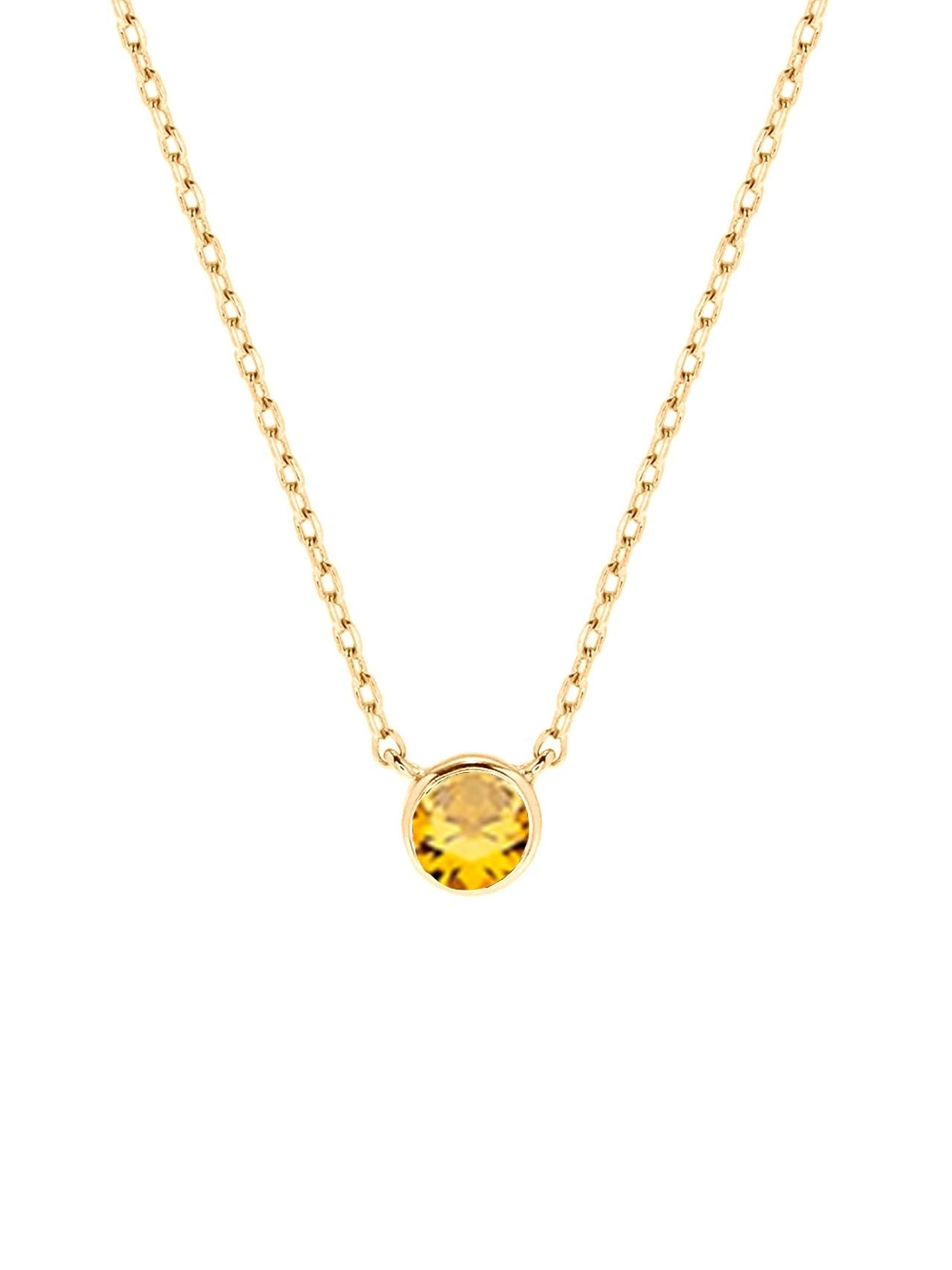  Relativity Gold Bezel w/ Birthstone Necklace - Yellow - Bonton