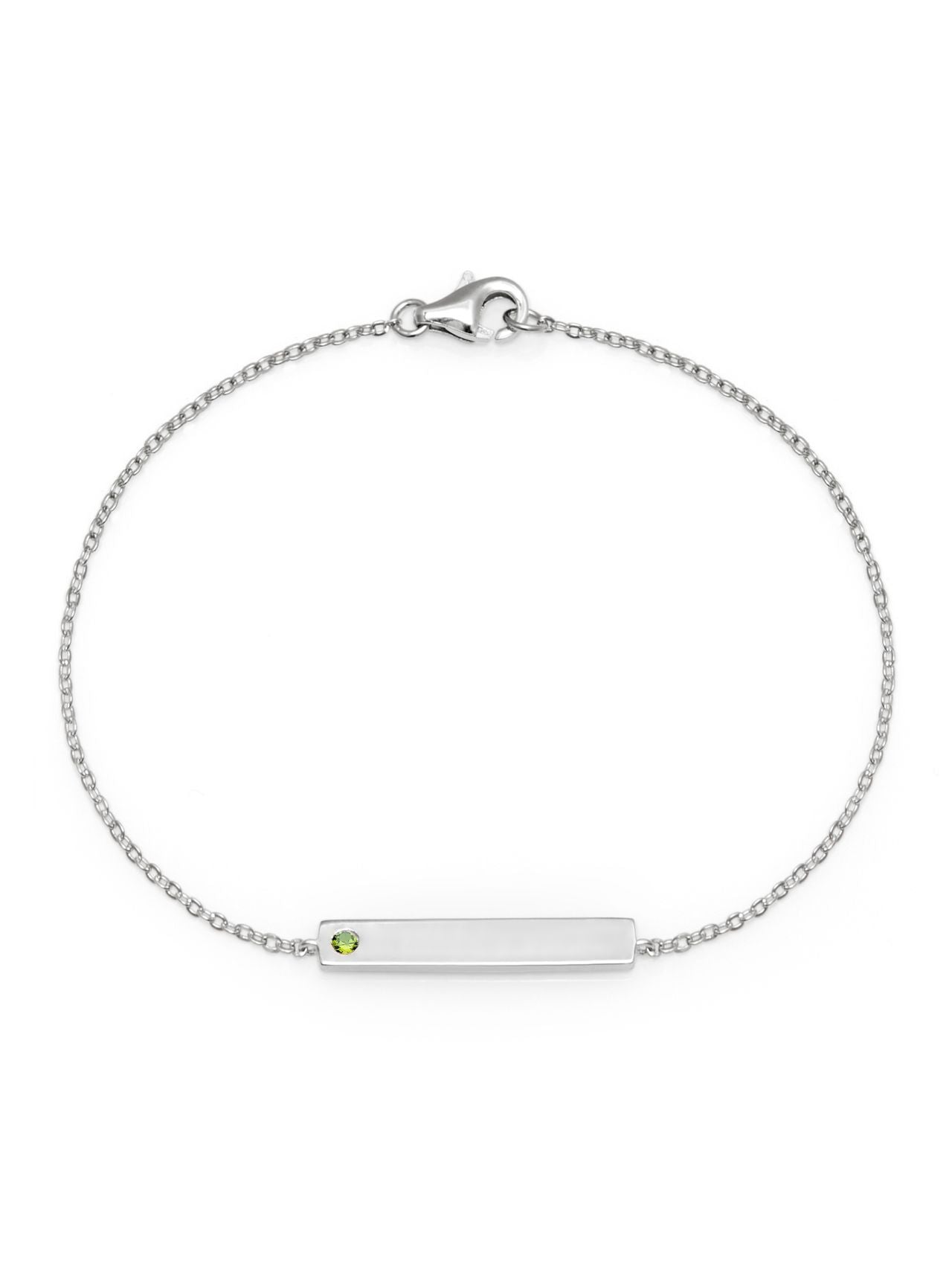  Relativity Silver Bar Plate w/ Birthstone Bracelet - Light Green - Bonton