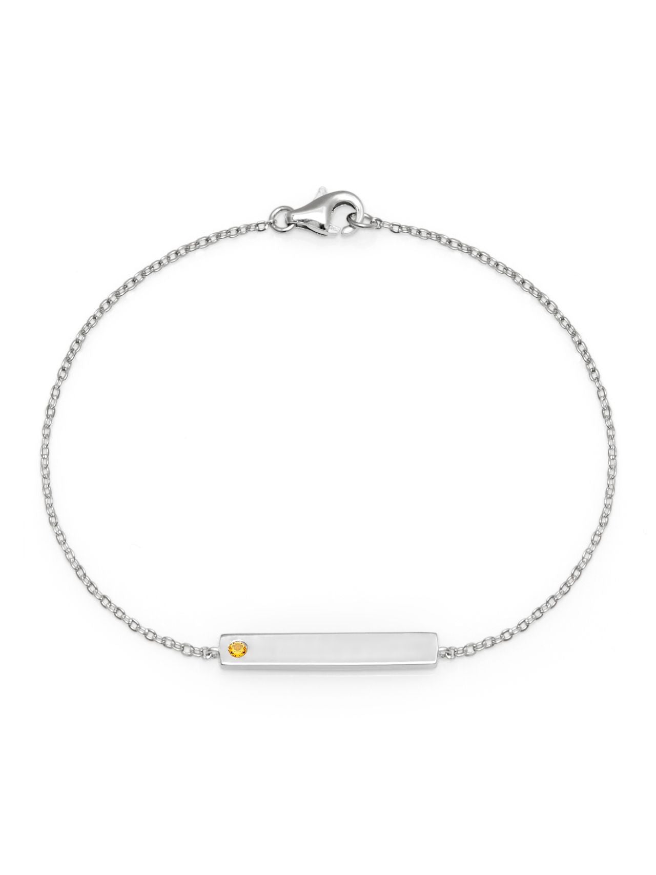  Relativity Silver Bar Plate w/ Birthstone Bracelet - Yellow - Bonton