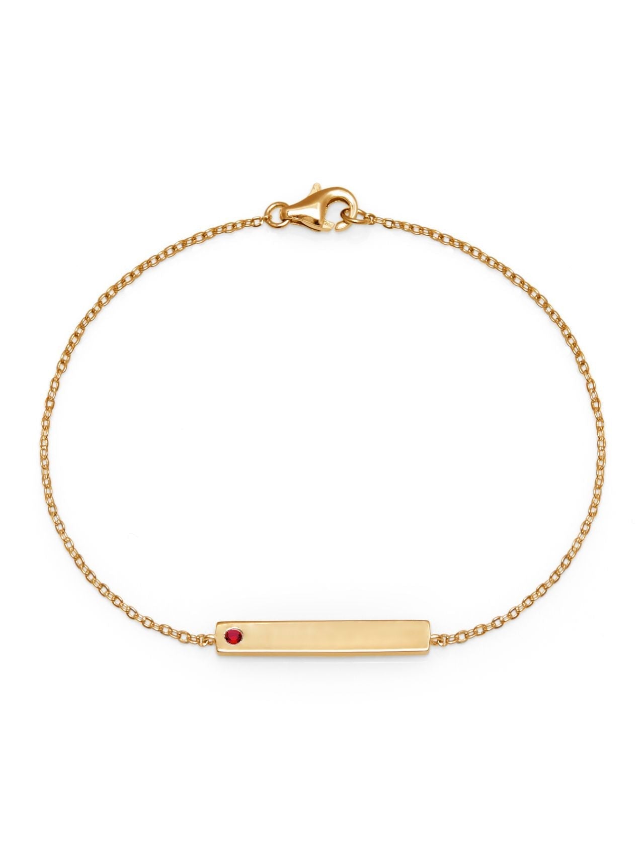  Relativity Gold Bar Plate w/ Birthstone Bracelet - Red - Bonton