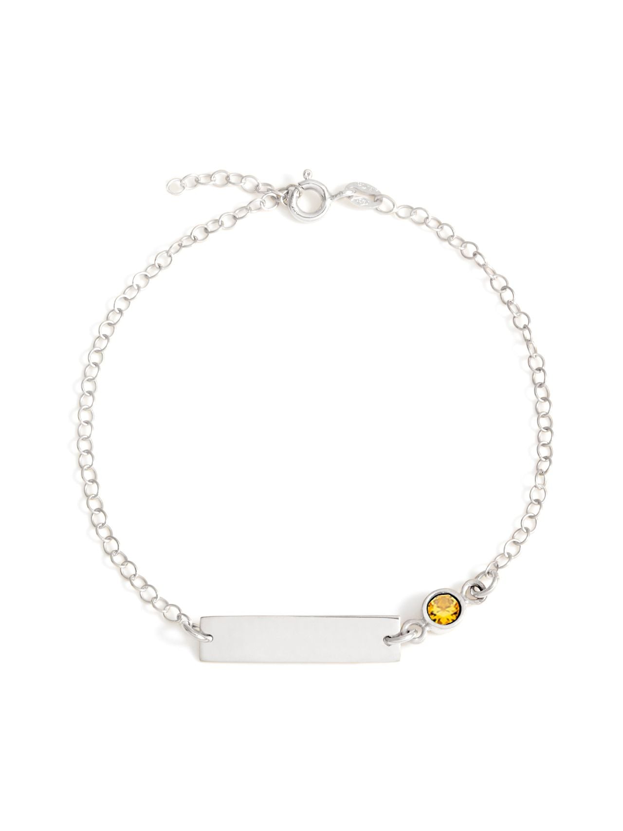  Relativity Silver Bar Bracelet w/ Bezel Birthstone - Yellow - Bonton