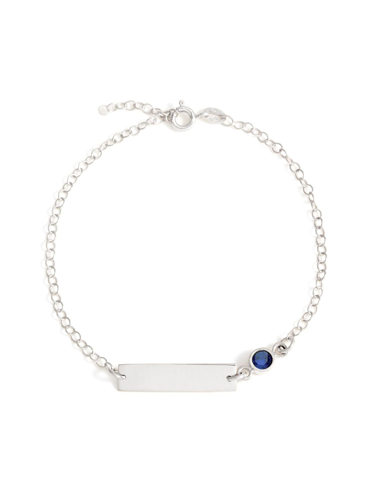  Relativity Silver Bar Bracelet w/ Bezel Birthstone - Royal Blue - Bonton