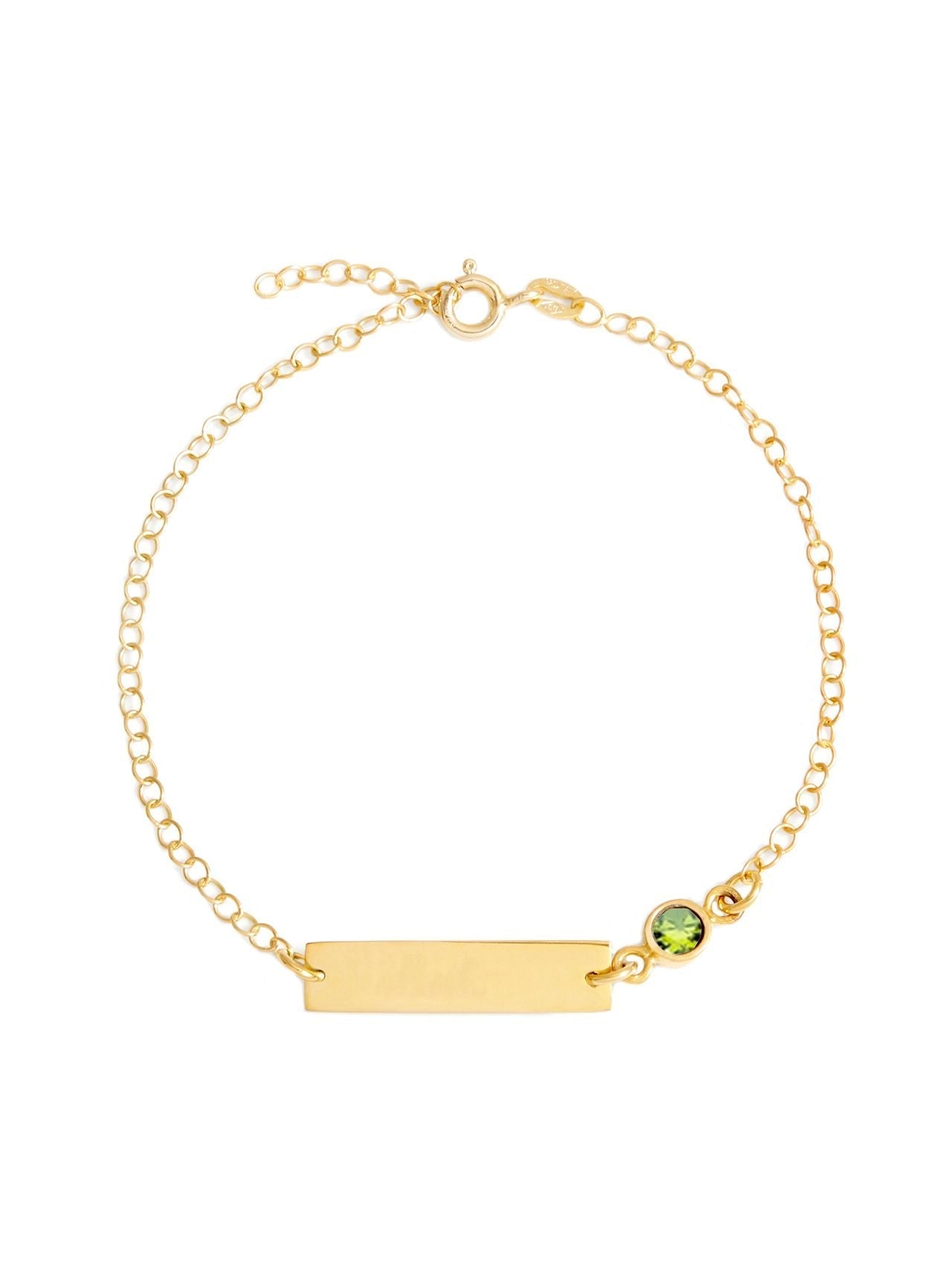  Relativity Gold Bar Bracelet w/ Bezel Birthstone - Light Green - Bonton