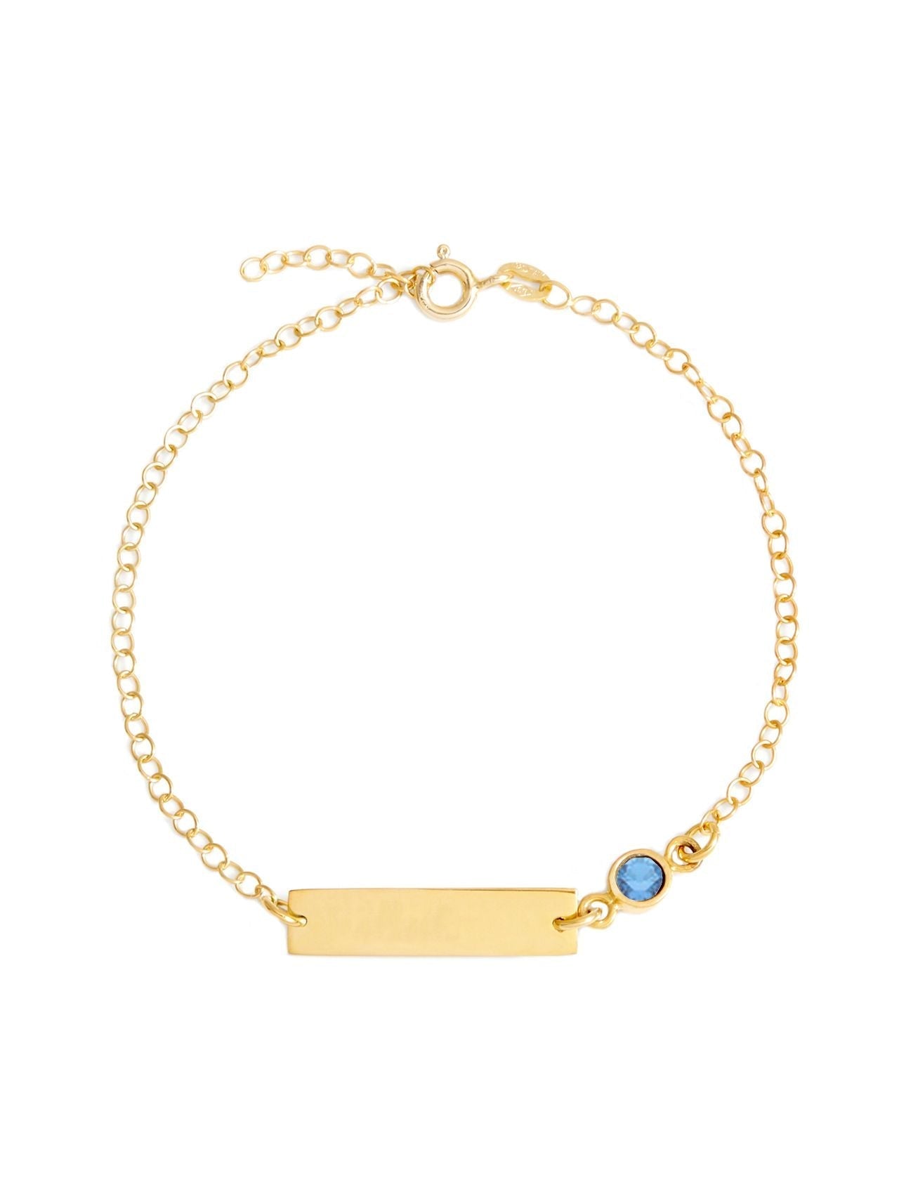  Relativity Gold Bar Bracelet w/ Bezel Birthstone - Blue - Bonton