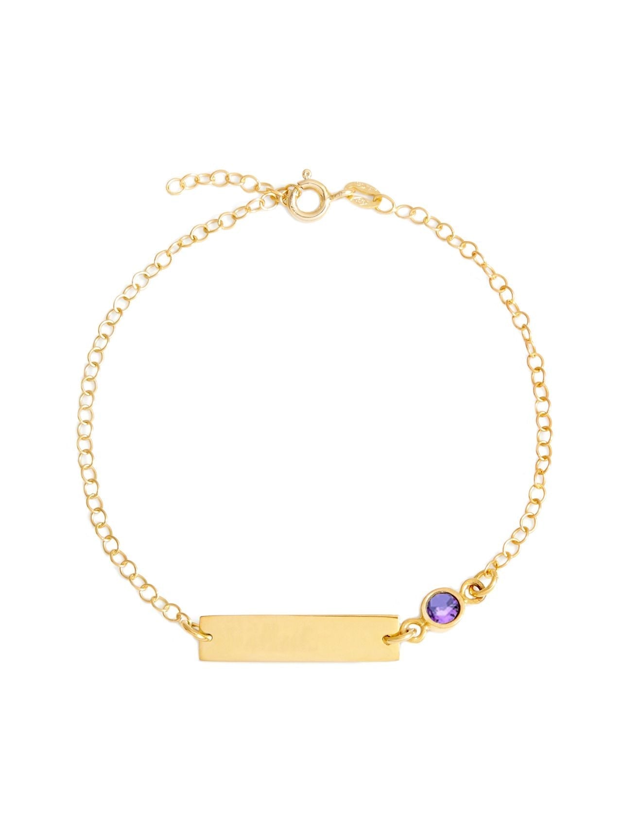  Relativity Gold Bar Bracelet w/ Bezel Birthstone - Purple - Bonton