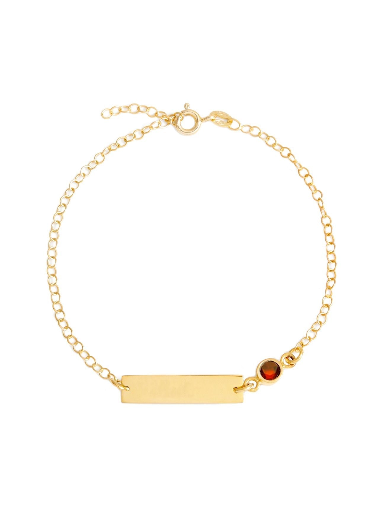  Relativity Gold Bar Bracelet w/ Bezel Birthstone - Burgundy - Bonton