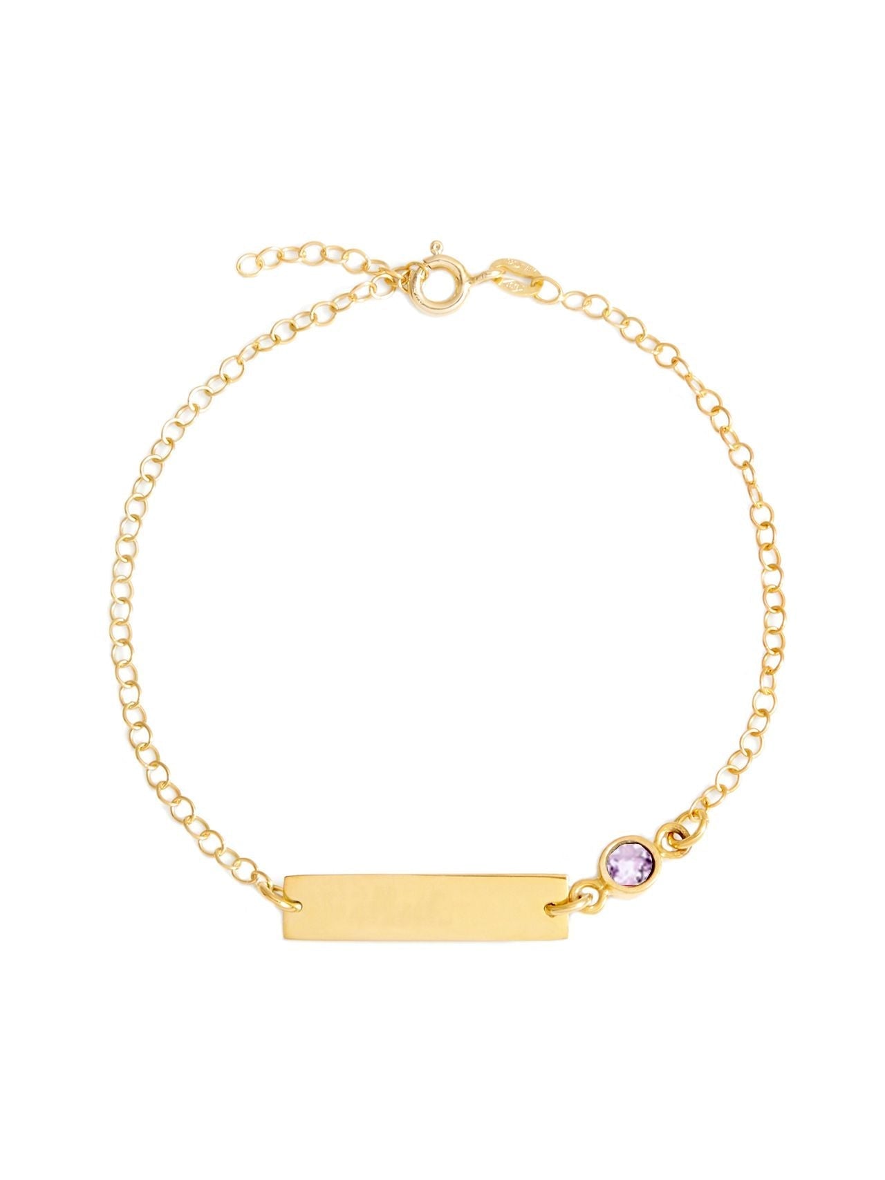  Relativity Gold Bar Bracelet w/ Bezel Birthstone - Violet - Bonton