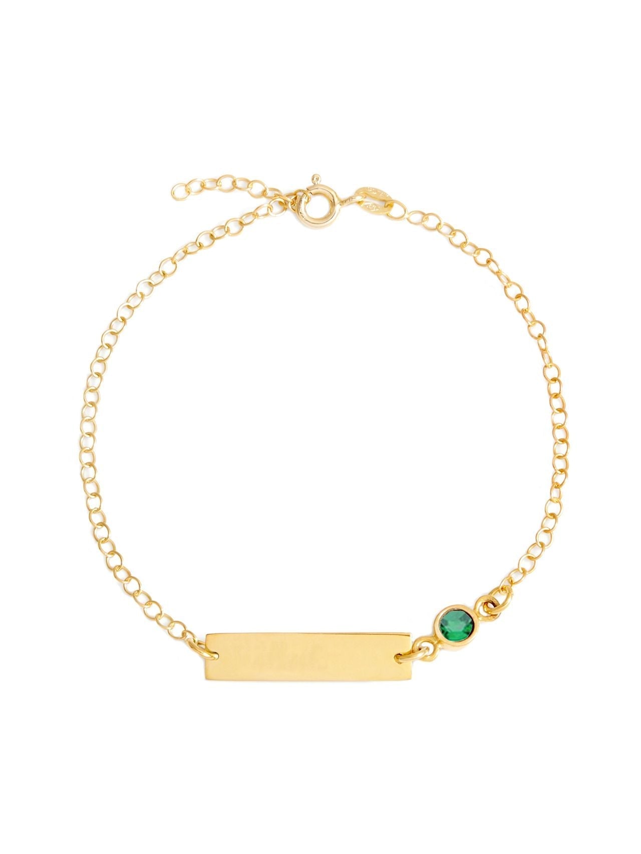  Relativity Gold Bar Bracelet w/ Bezel Birthstone - Green - Bonton