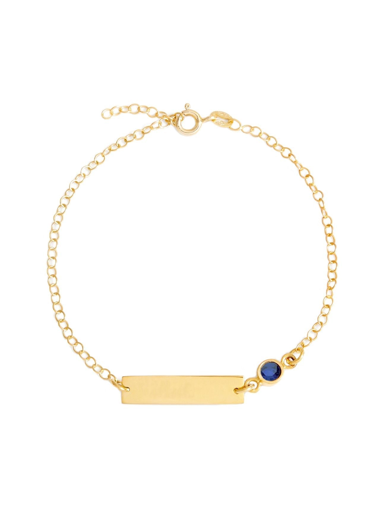  Relativity Gold Bar Bracelet w/ Bezel Birthstone - Royal Blue - Bonton