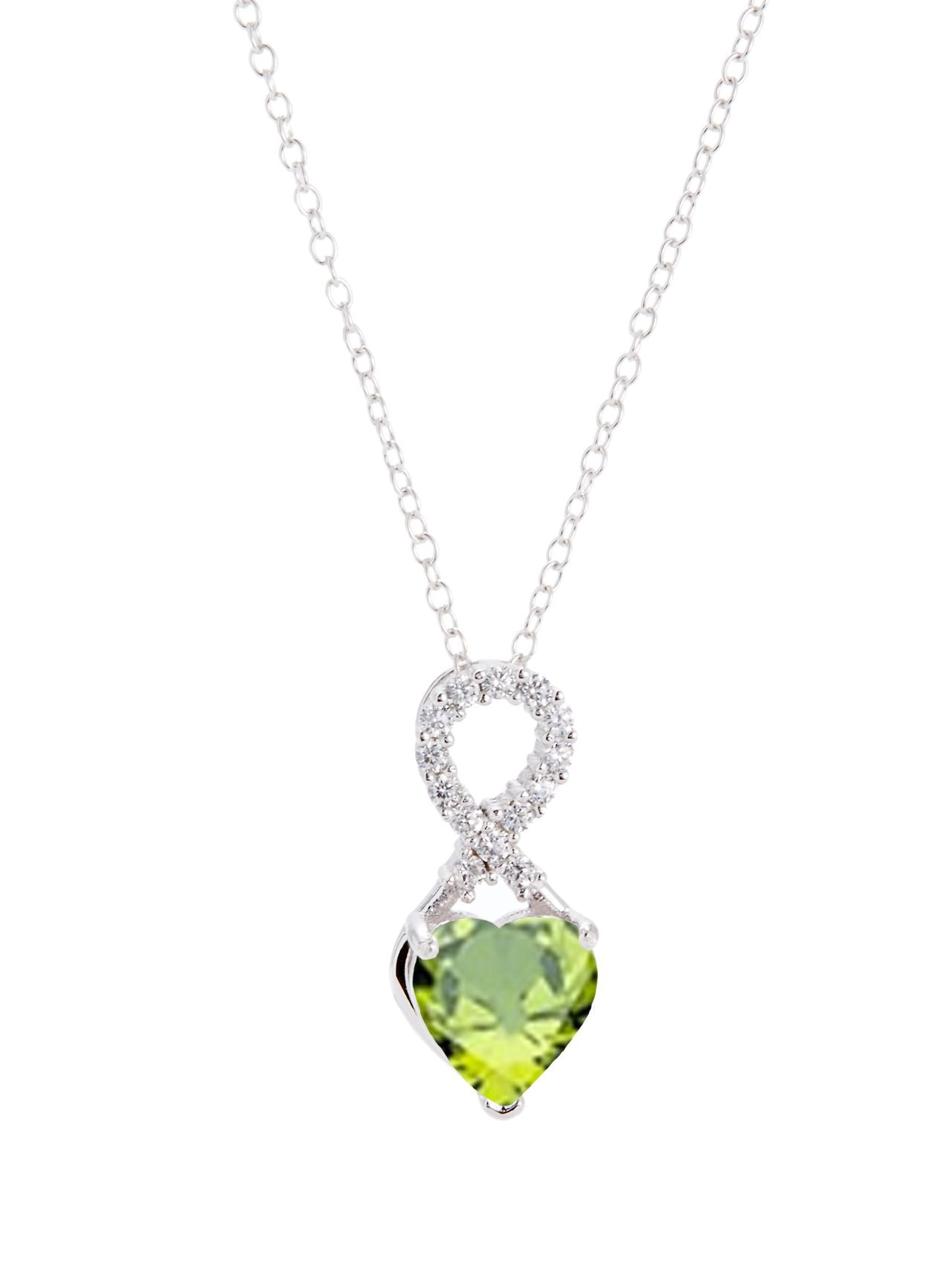  Relativity Birthstone Necklace w/ Infinity Heart - Light Green - Bonton