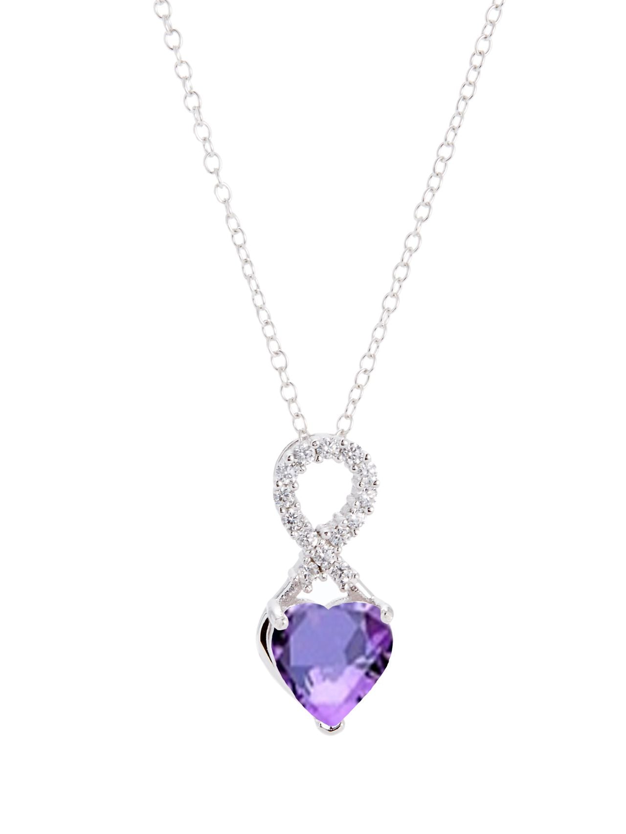  Relativity Birthstone Necklace w/ Infinity Heart - Purple - Bonton