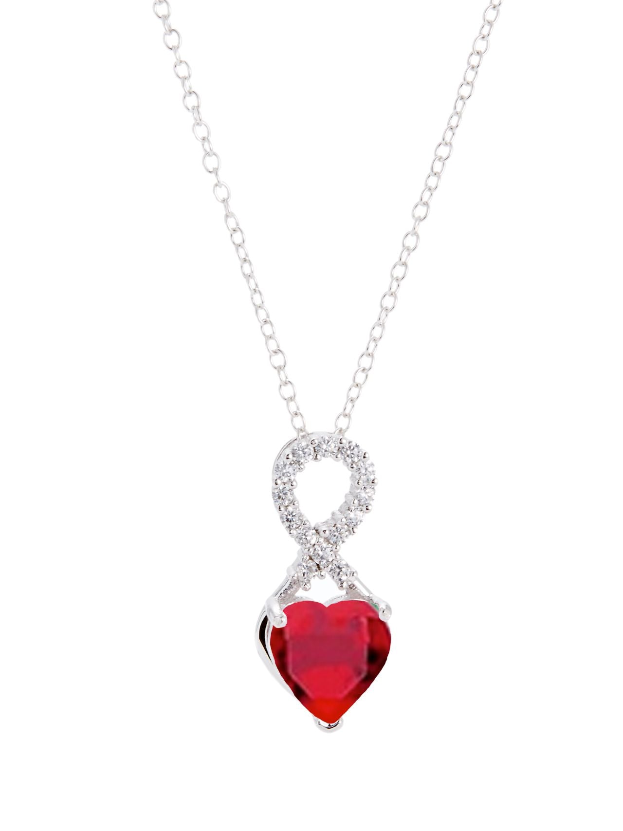  Relativity Birthstone Necklace w/ Infinity Heart - Red - Bonton