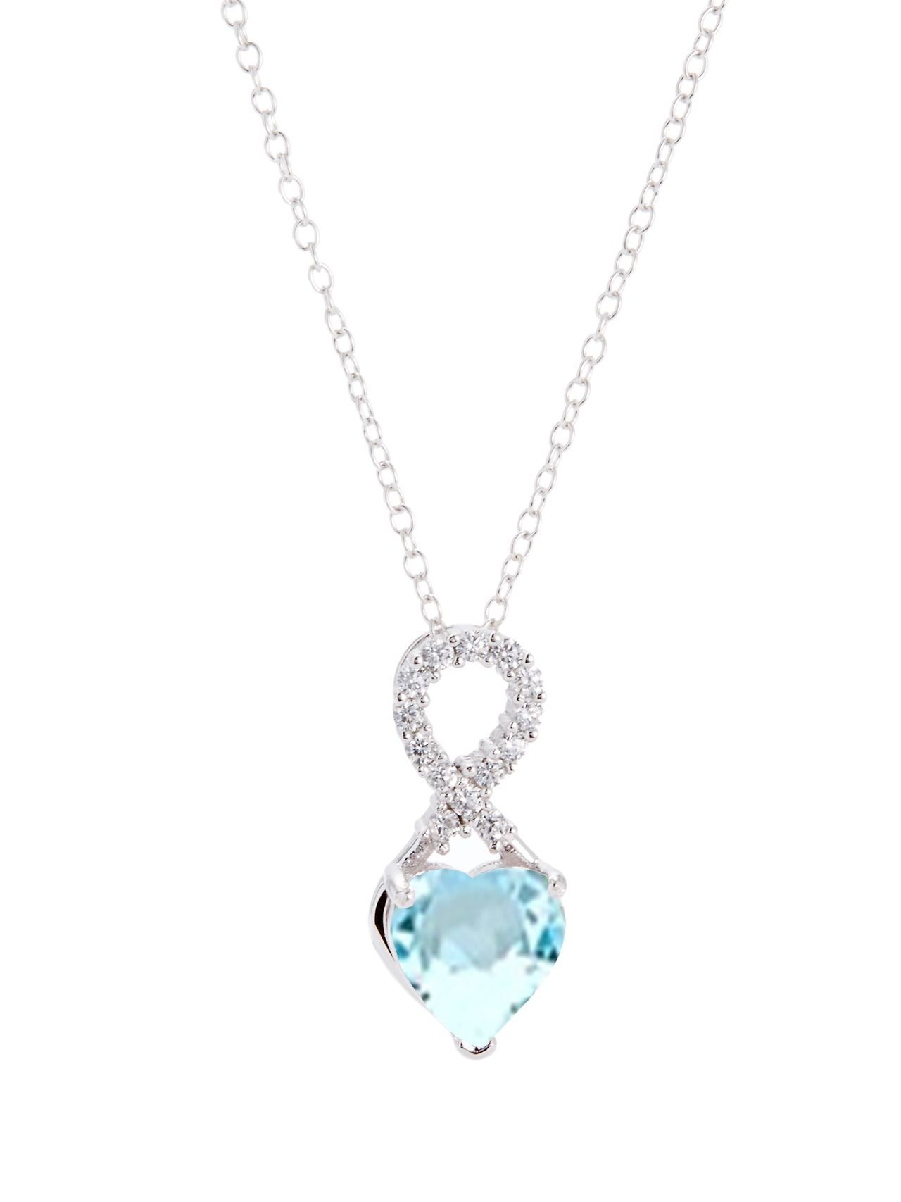  Relativity Birthstone Necklace w/ Infinity Heart - Light Blue - Bonton