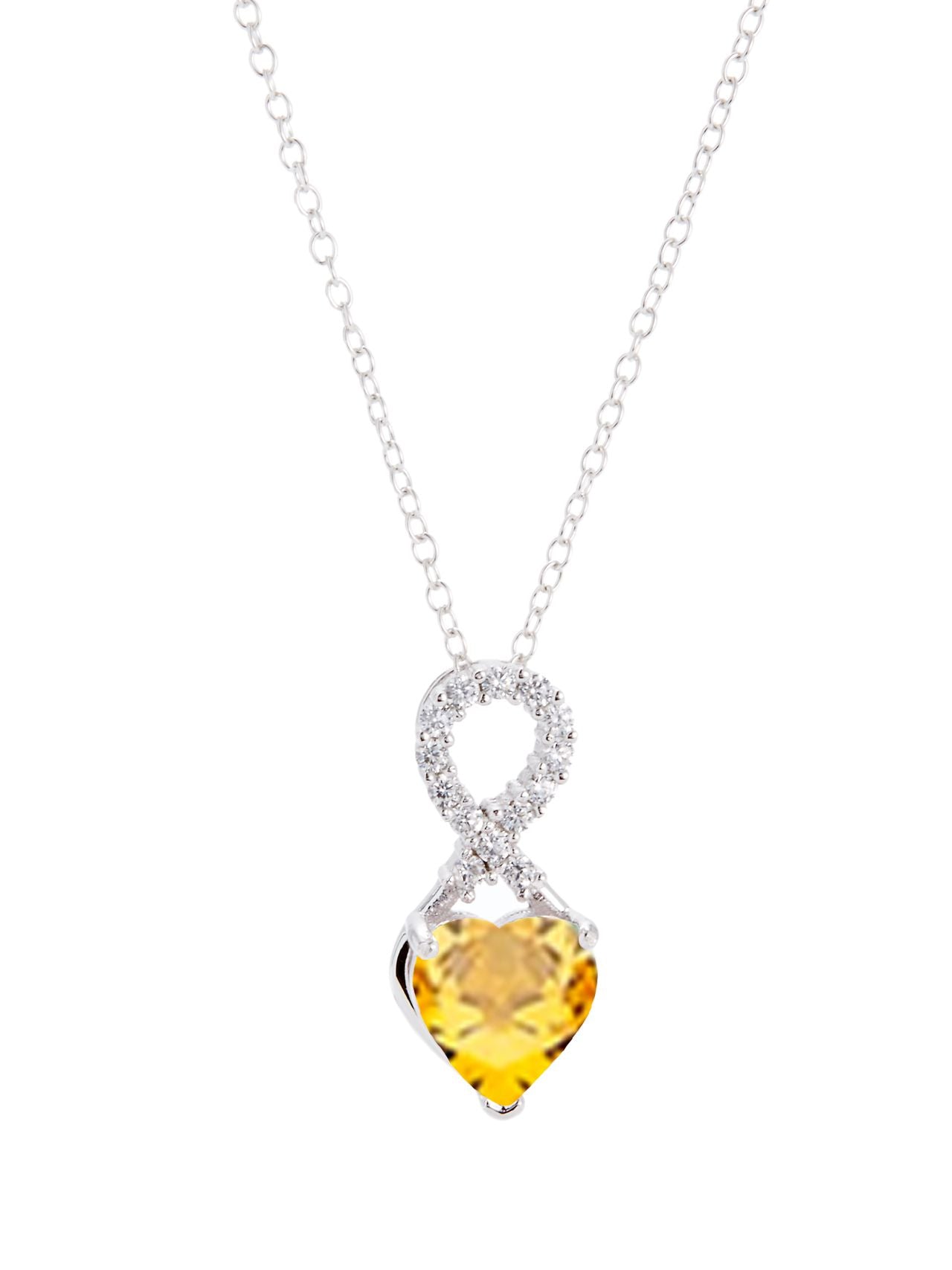  Relativity Birthstone Necklace w/ Infinity Heart - Yellow - Bonton