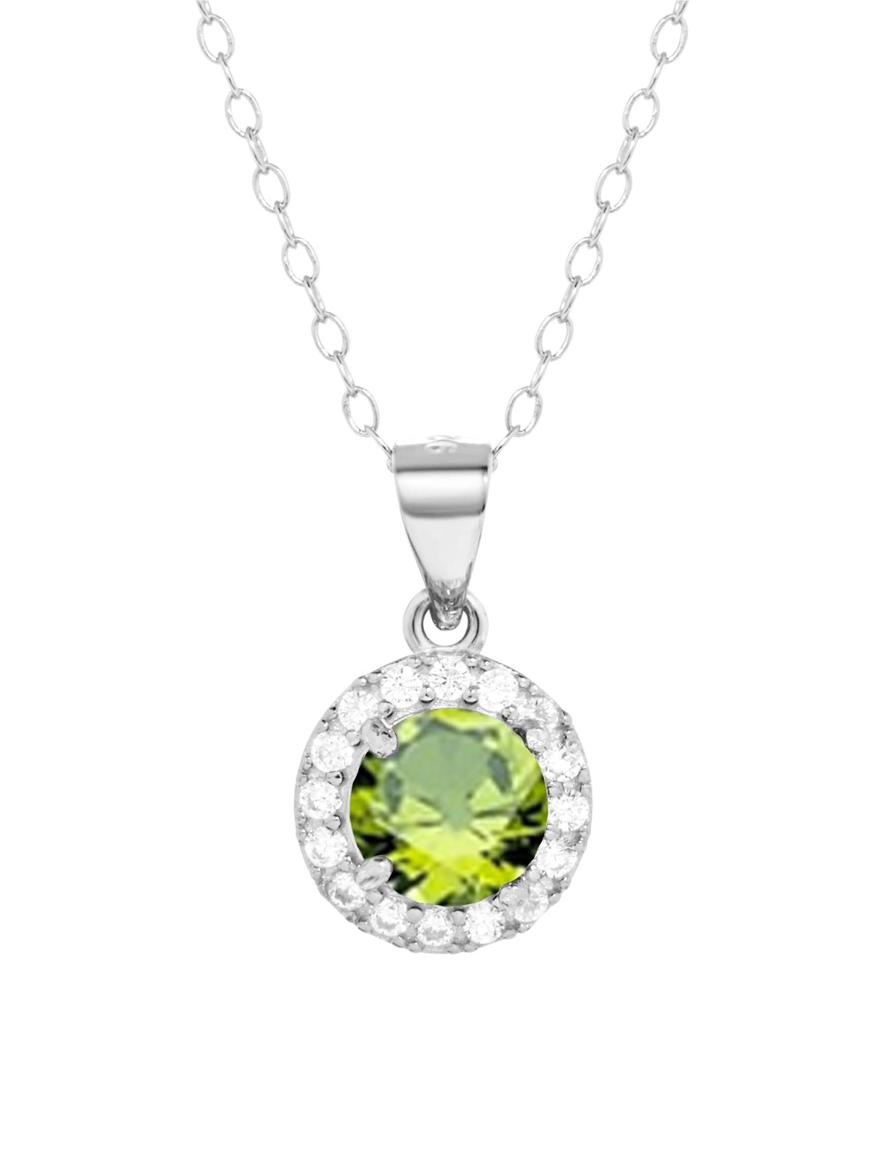  Relativity Silver Halo w/ Birthstone Necklace - Light Green - Bonton