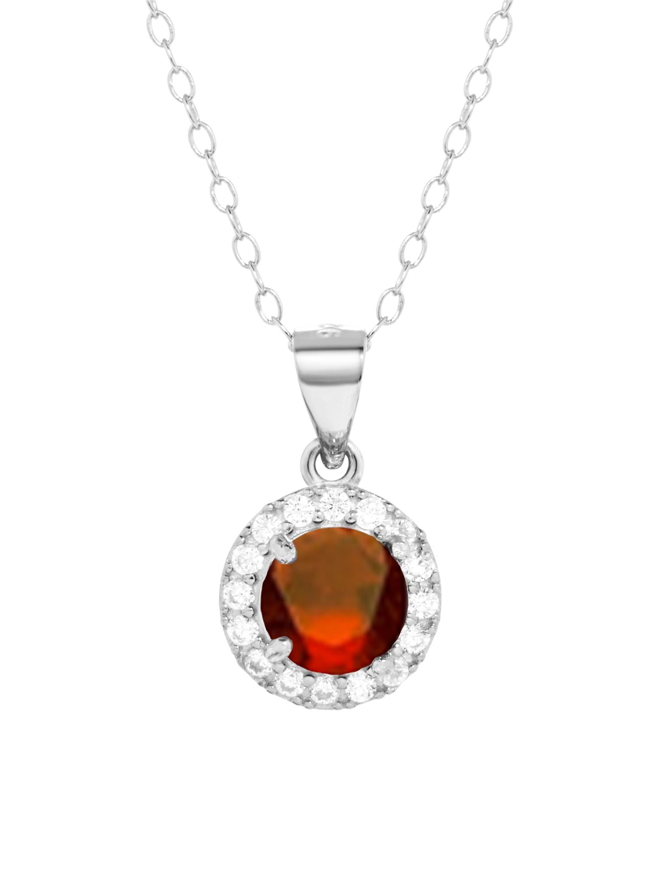  Relativity Silver Halo w/ Birthstone Necklace - Burgundy - Bonton