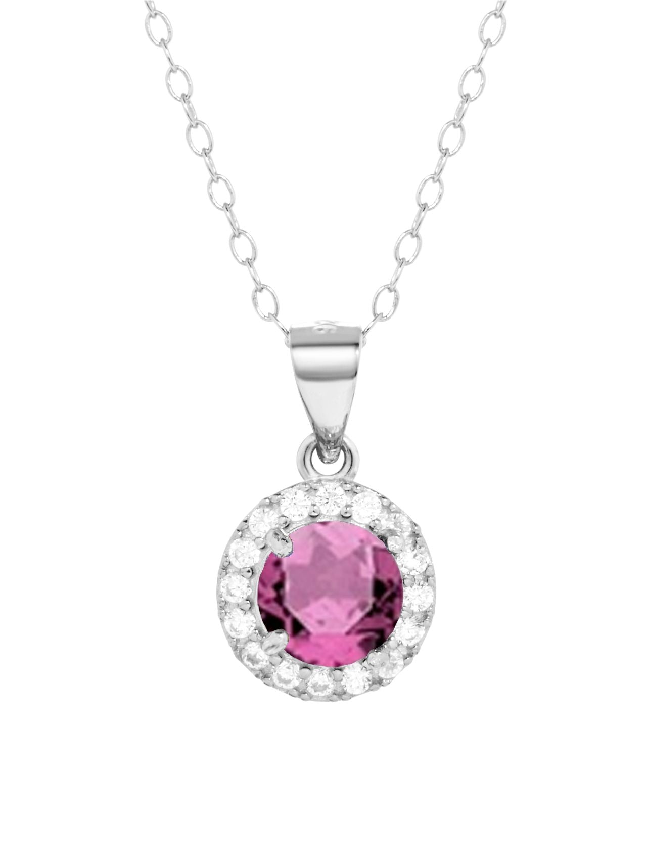  Relativity Silver Halo w/ Birthstone Necklace - Violet - Bonton