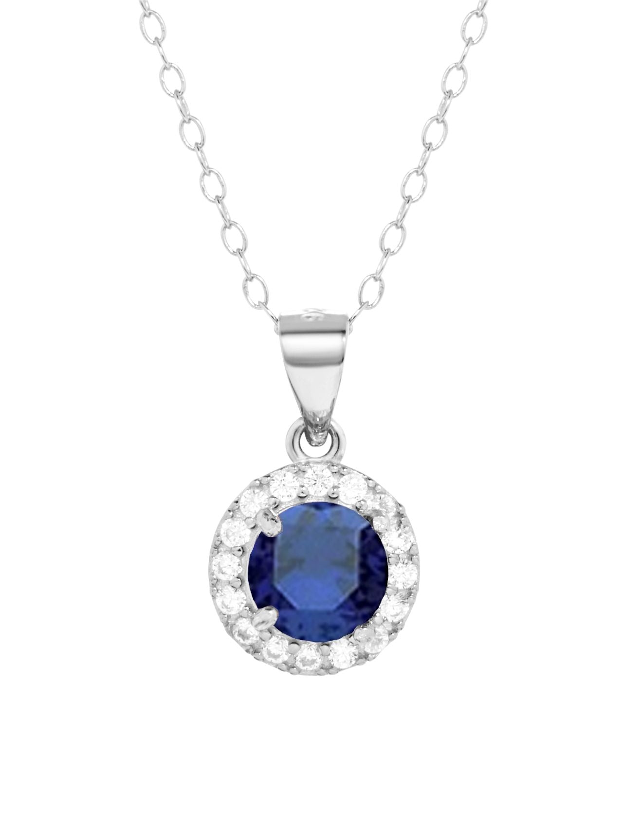  Relativity Silver Halo w/ Birthstone Necklace - Royal Blue - Bonton