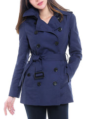 Women's Evelyn Water-Resistant Classic Hooded Short Trench Coat