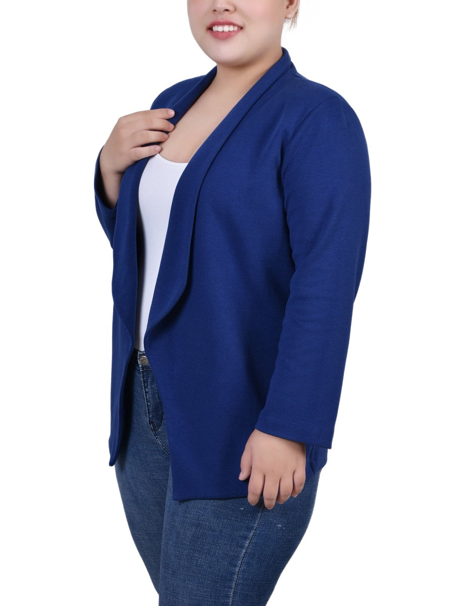  NY Collection Plus Size 3/4 Sleeve Ponte Jacket - Black - Bonton