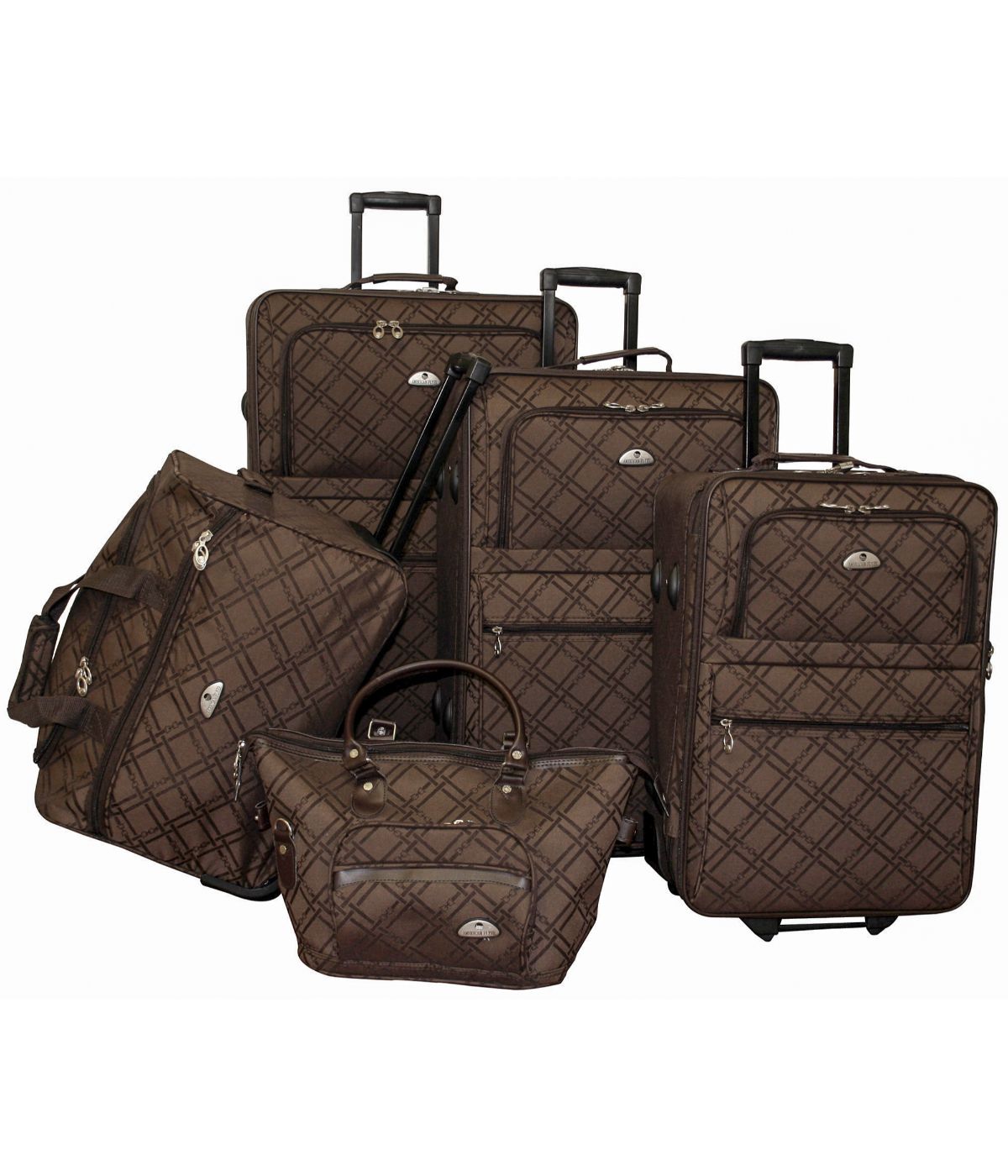  American Flyer Pemberly Buckles 5-Piece Luggage Set - Chocolate - Bonton