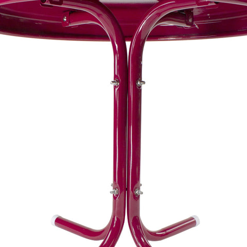 22" Outdoor Retro Tulip Steel Side Table  Pink